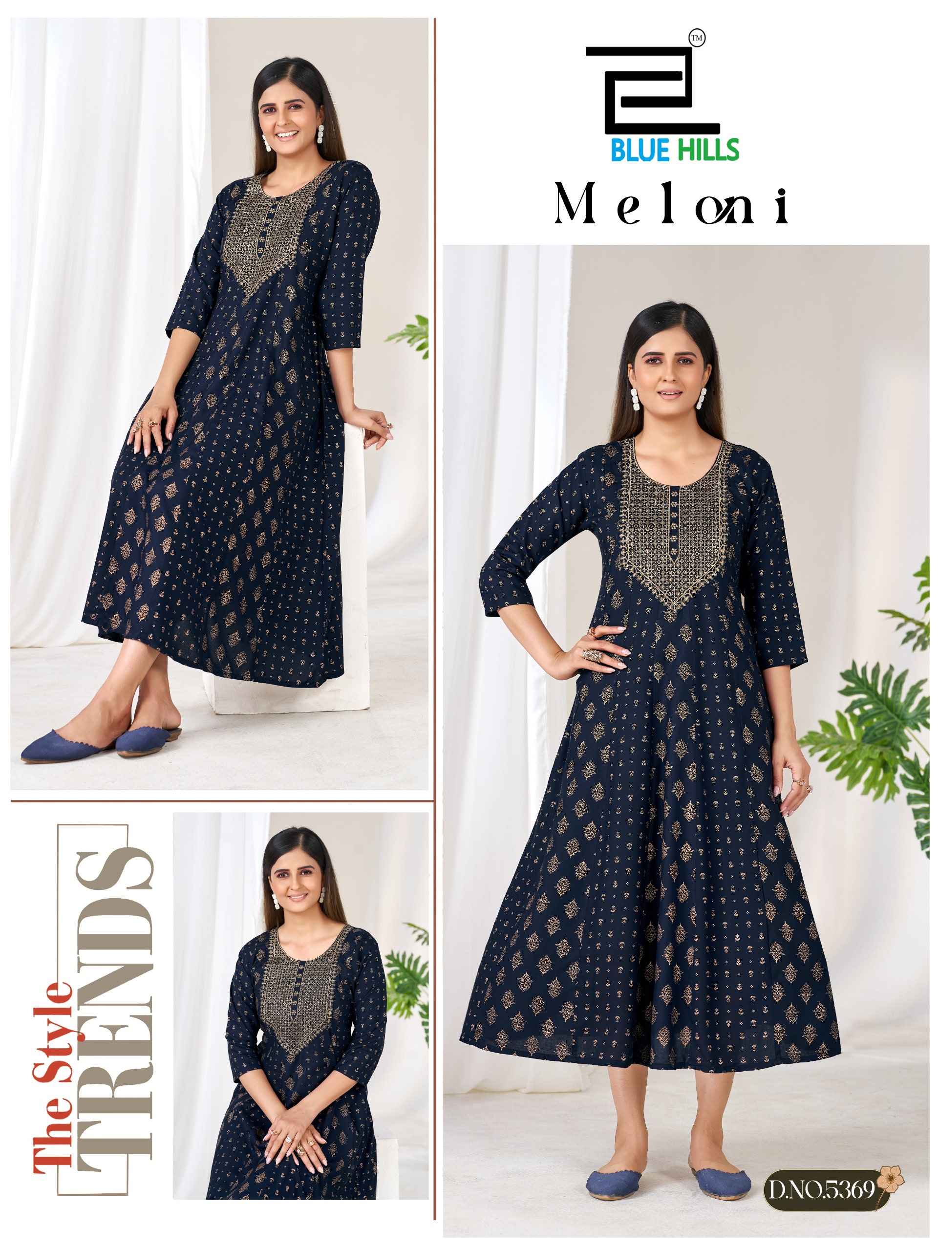 Blue Hills Meloni Rayon Anarkali Gown 6 pcs Catalogue