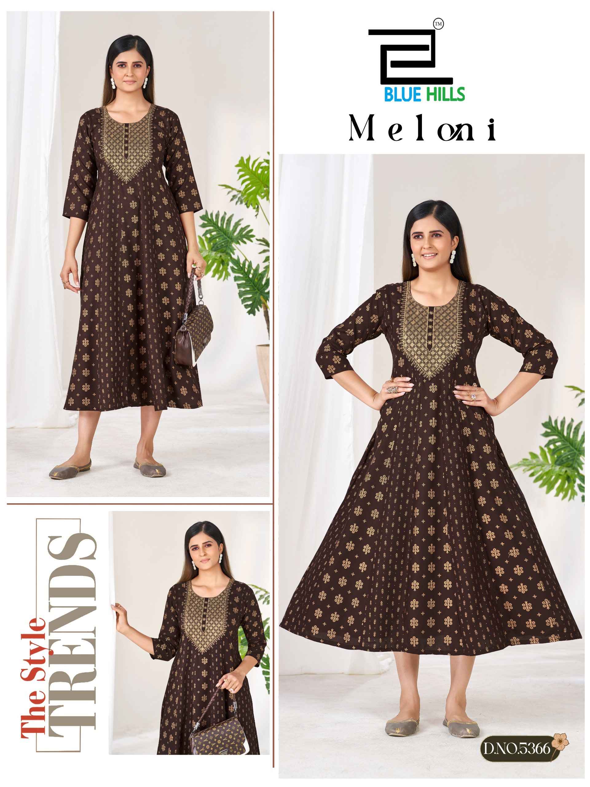 Blue Hills Meloni Rayon Anarkali Gown 6 pcs Catalogue