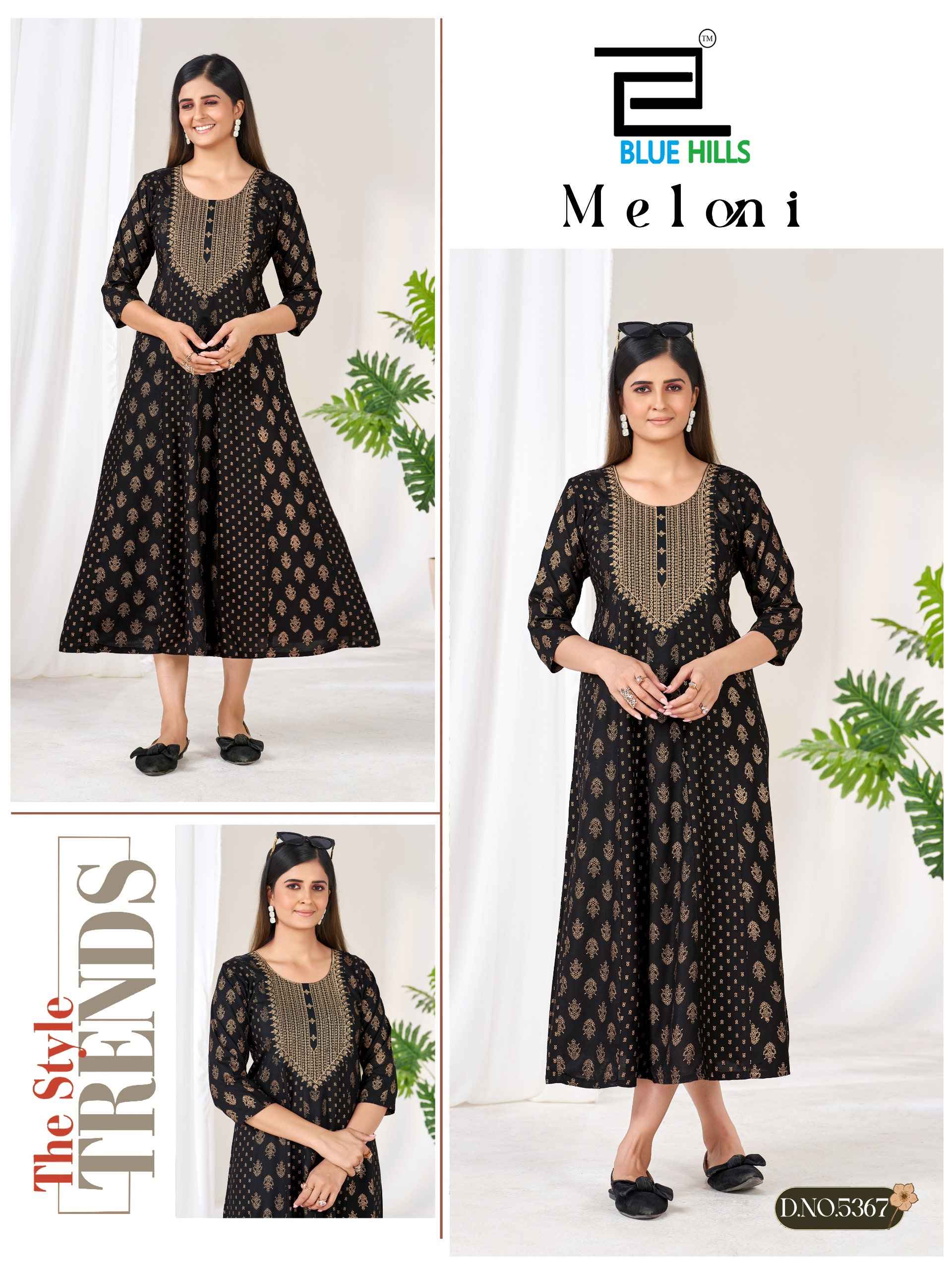 Blue Hills Meloni Rayon Anarkali Gown 6 pcs Catalogue