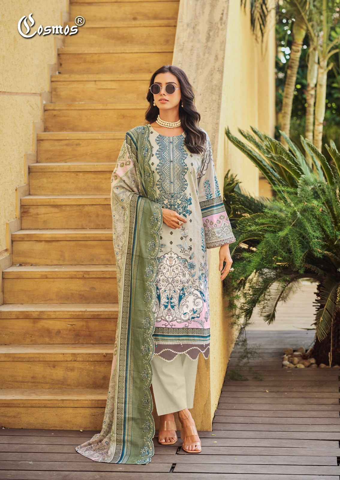 Cosmos Needle Wonder Vol 5 Lawn Cotton Dress Material 8 pcs Catalogue