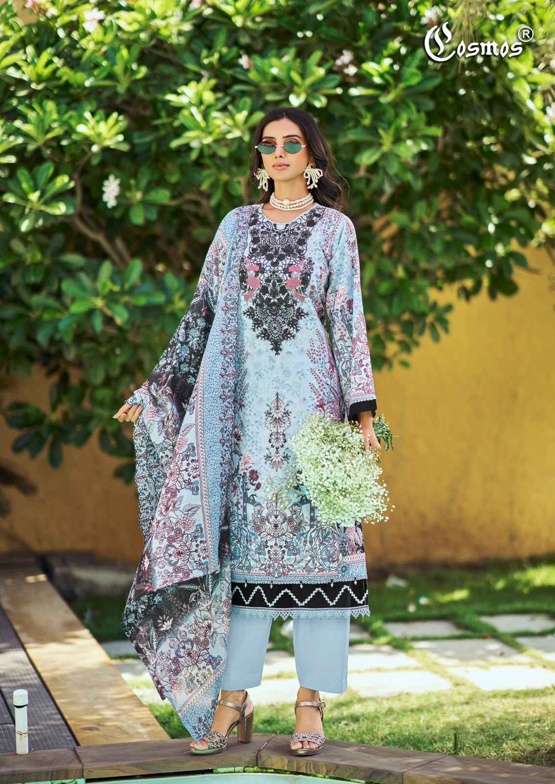 Cosmos Needle Wonder Vol 5 Lawn Cotton Dress Material 8 pcs Catalogue