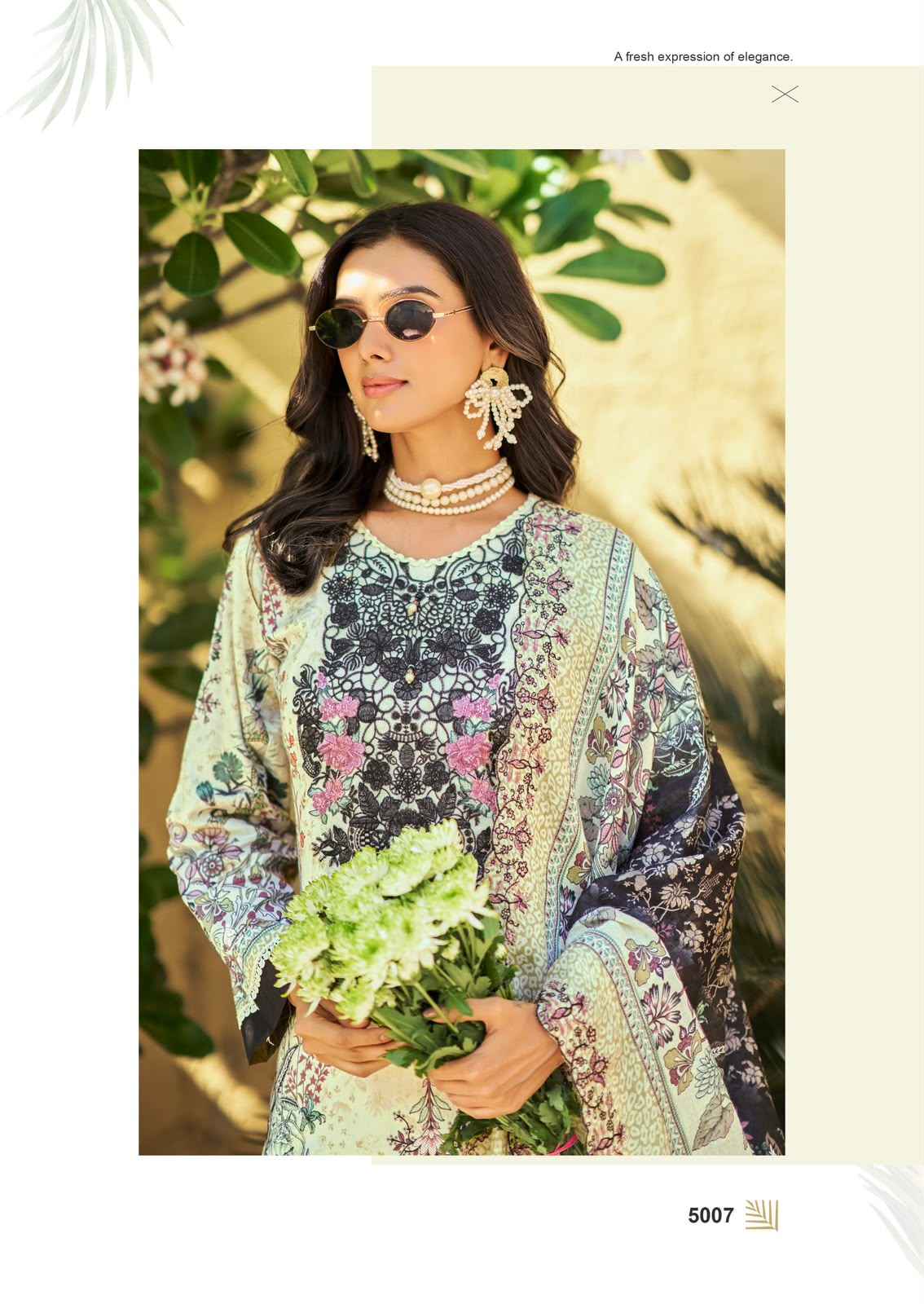 Cosmos Needle Wonder Vol 5 Lawn Cotton Dress Material 8 pcs Catalogue