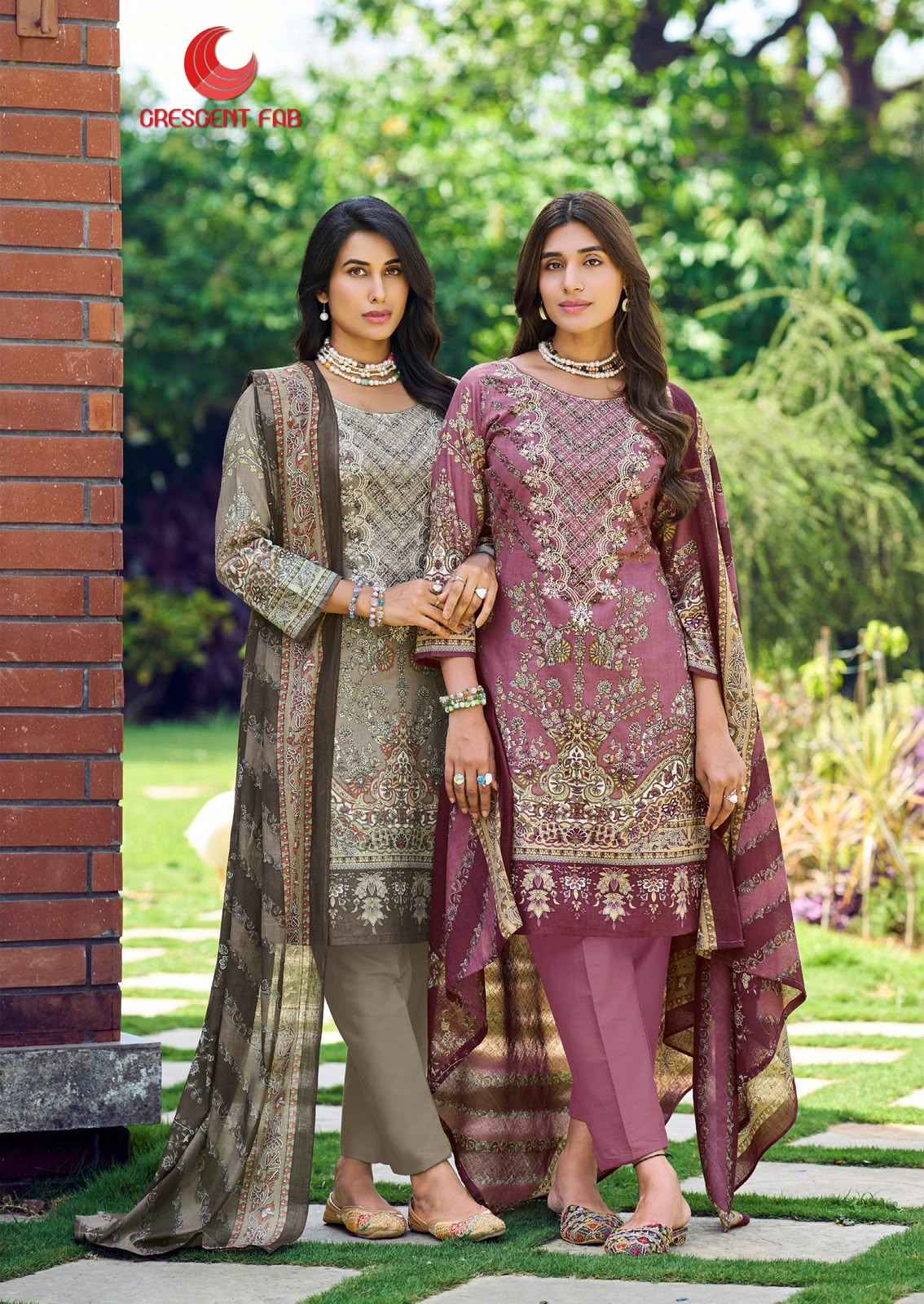 Crescent Fab Mah E Noor Vol 4 Lawn Dress Material 6 Pc Catalouge