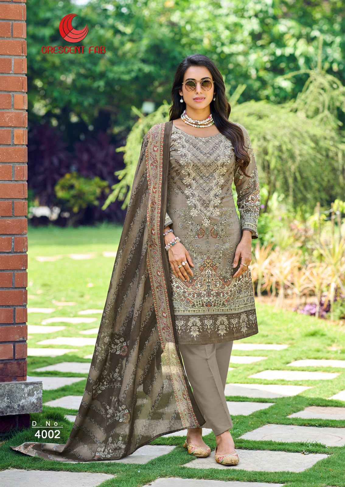 Crescent Fab Mah E Noor Vol 4 Lawn Dress Material 6 Pc Catalouge