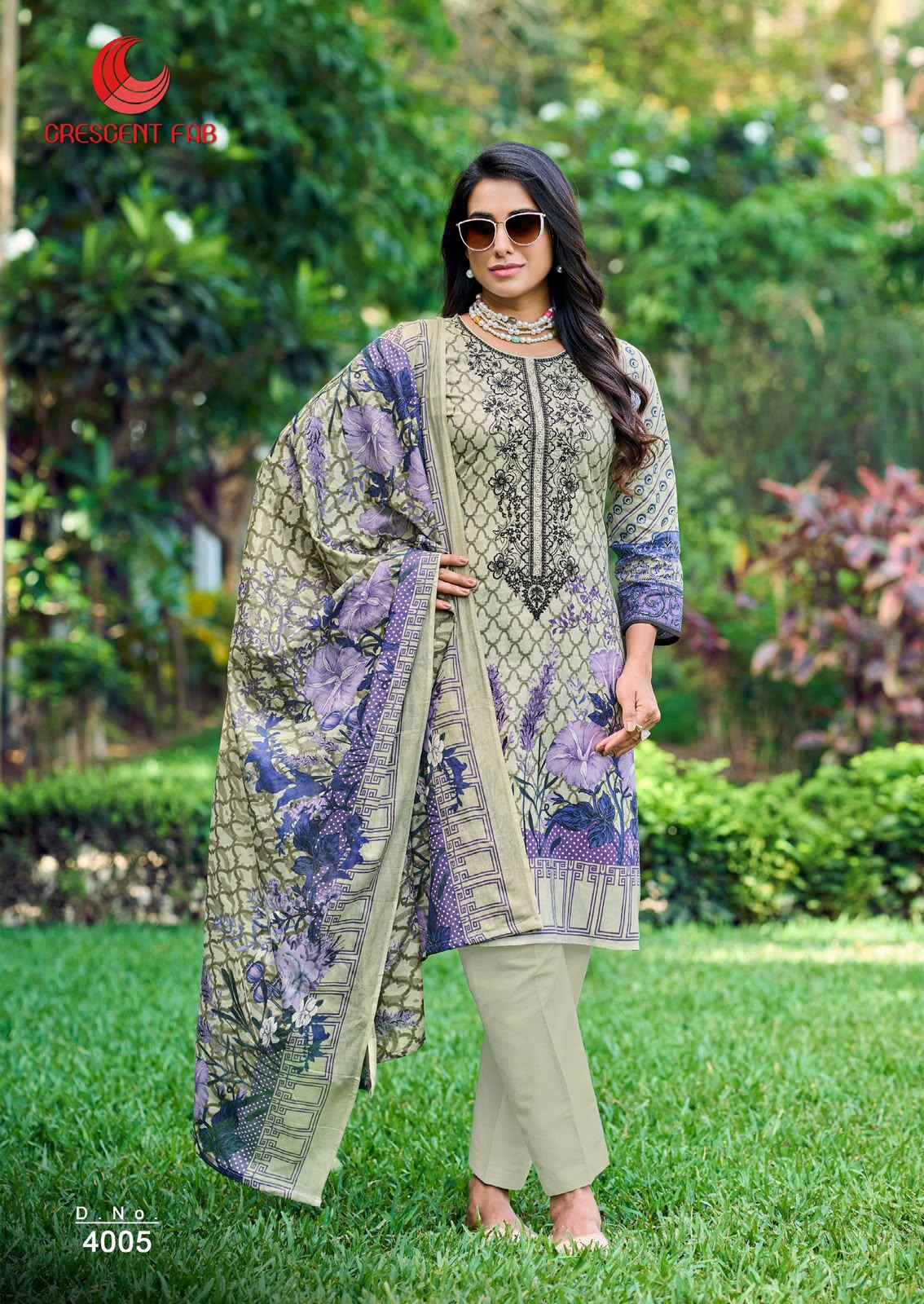 Crescent Fab Mah E Noor Vol 4 Lawn Dress Material 6 Pc Catalouge