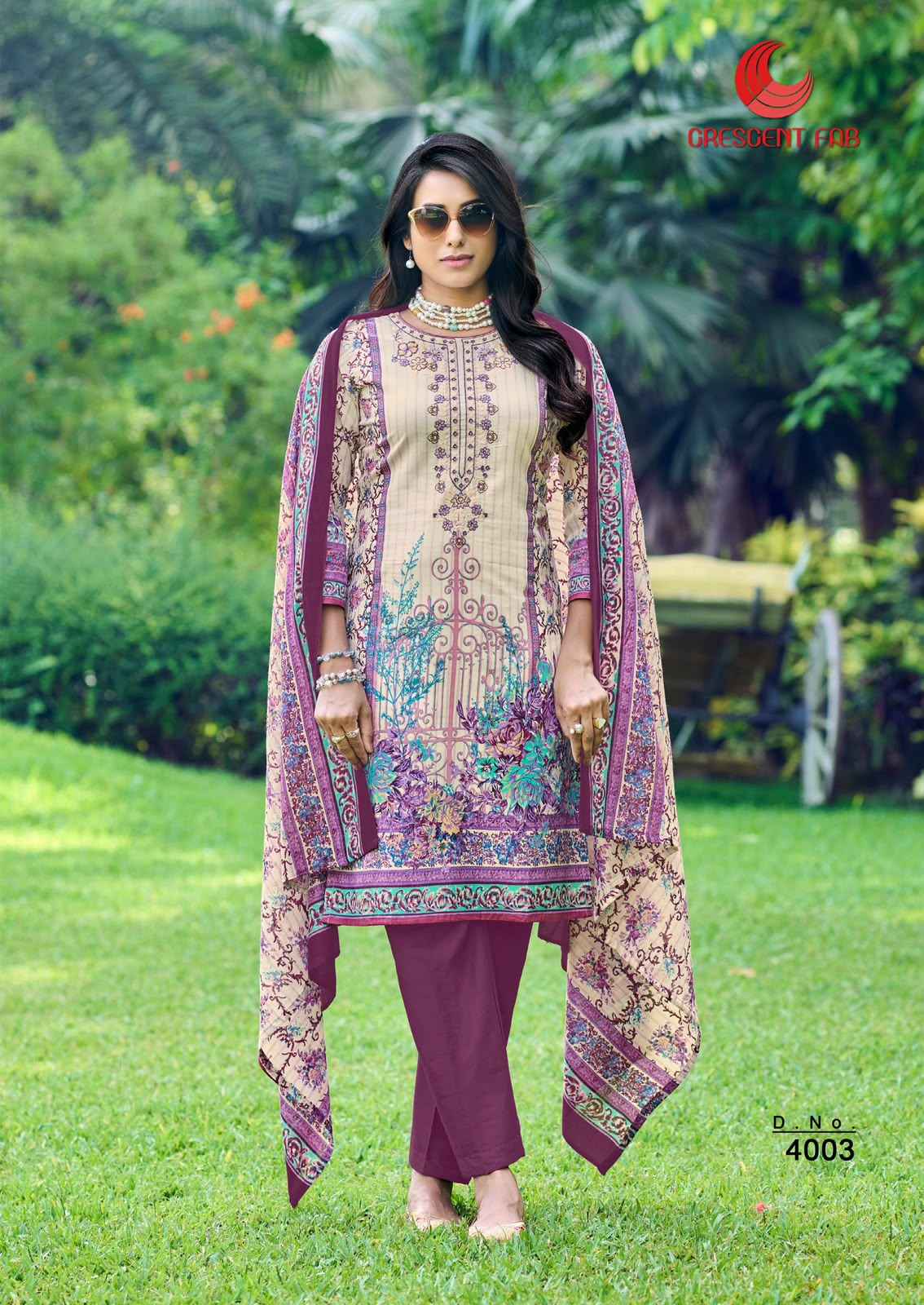 Crescent Fab Mah E Noor Vol 4 Lawn Dress Material 6 Pc Catalouge