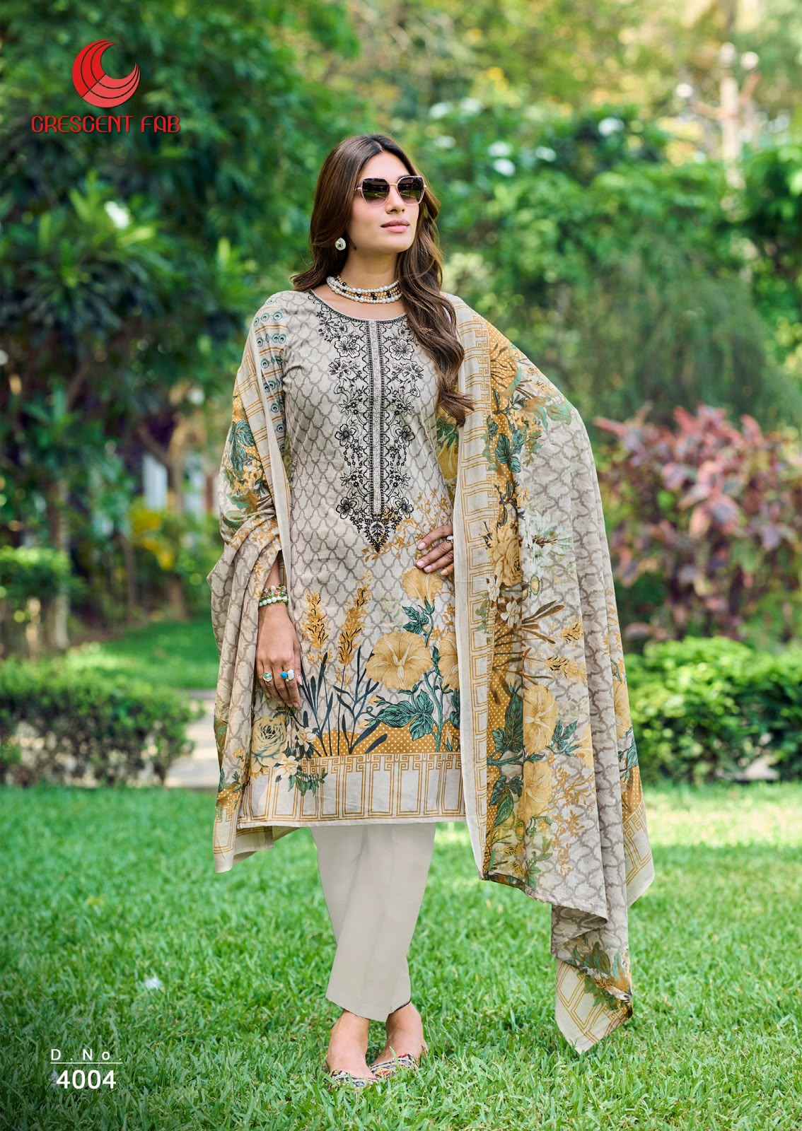 Crescent Fab Mah E Noor Vol 4 Lawn Dress Material 6 Pc Catalouge