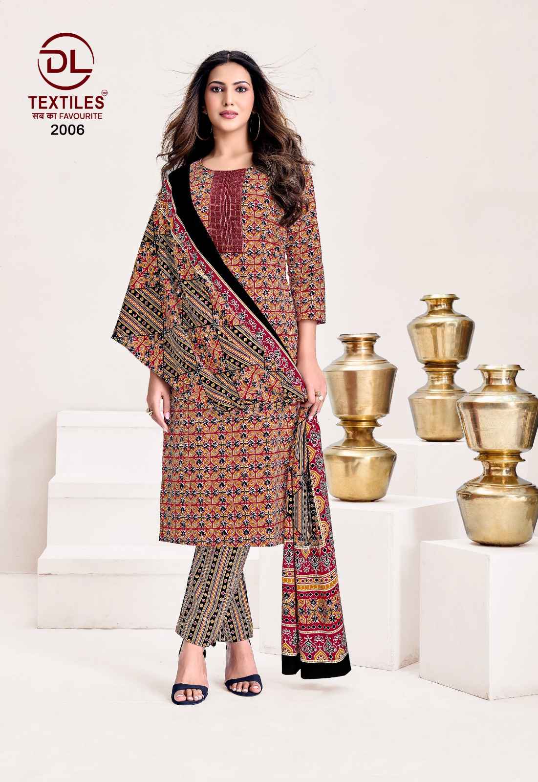 DL Textiles Ajrakh Vol 2 Readymade Cotton Dress 8 pcs Catalogue
