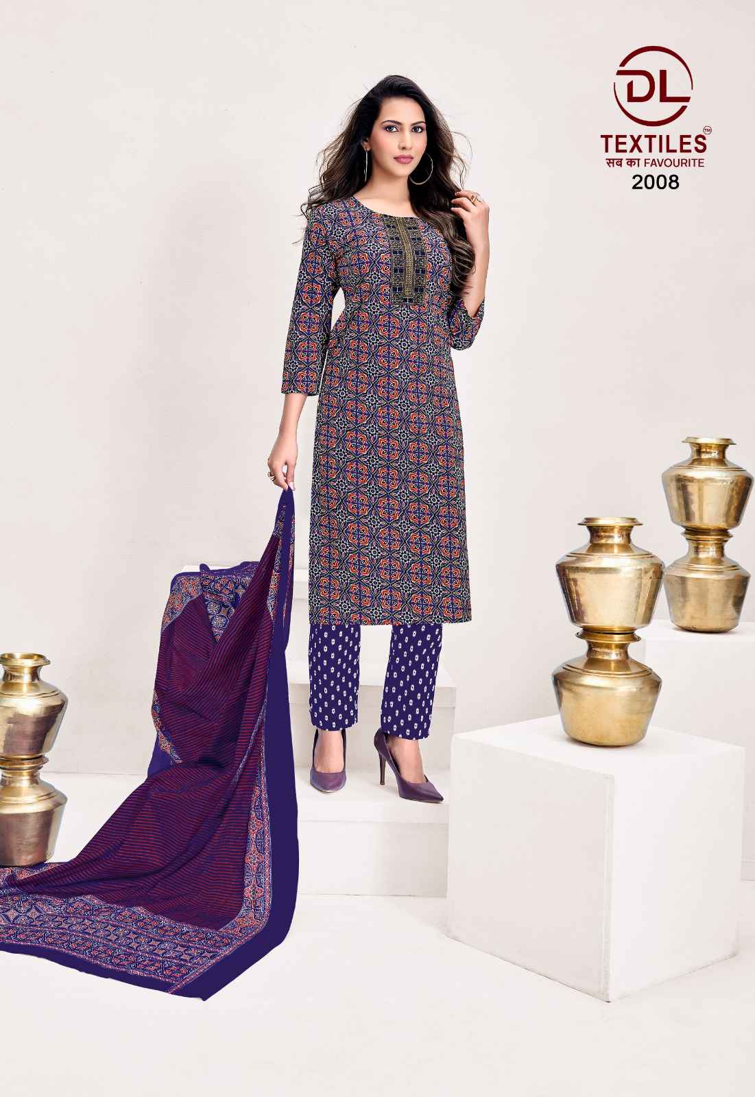 DL Textiles Ajrakh Vol 2 Readymade Cotton Dress 8 pcs Catalogue