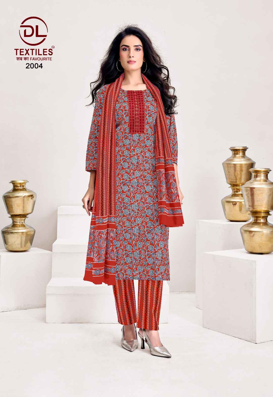 DL Textiles Ajrakh Vol 2 Readymade Cotton Dress 8 pcs Catalogue