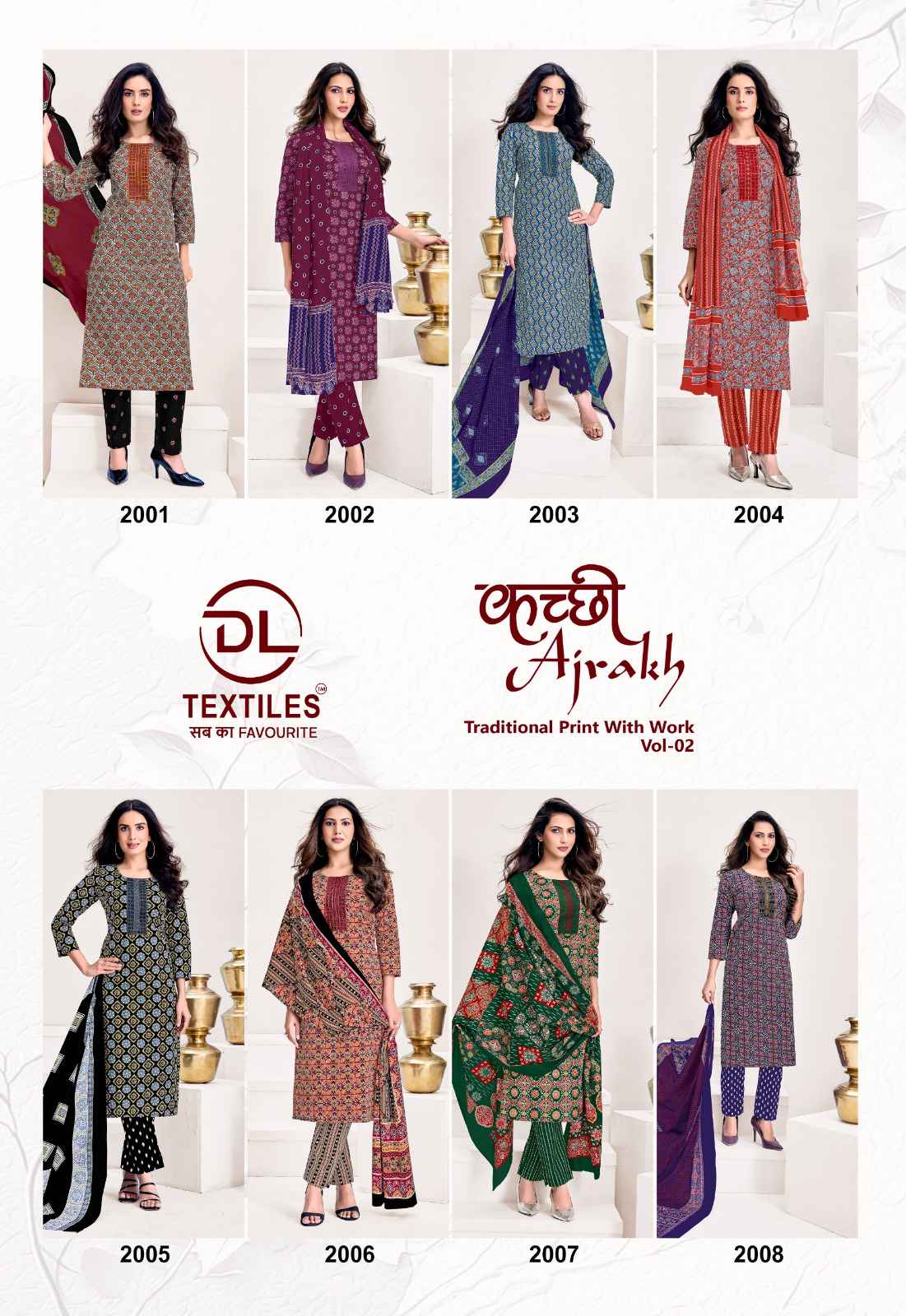 DL Textiles Ajrakh Vol 2 Readymade Cotton Dress 8 pcs Catalogue