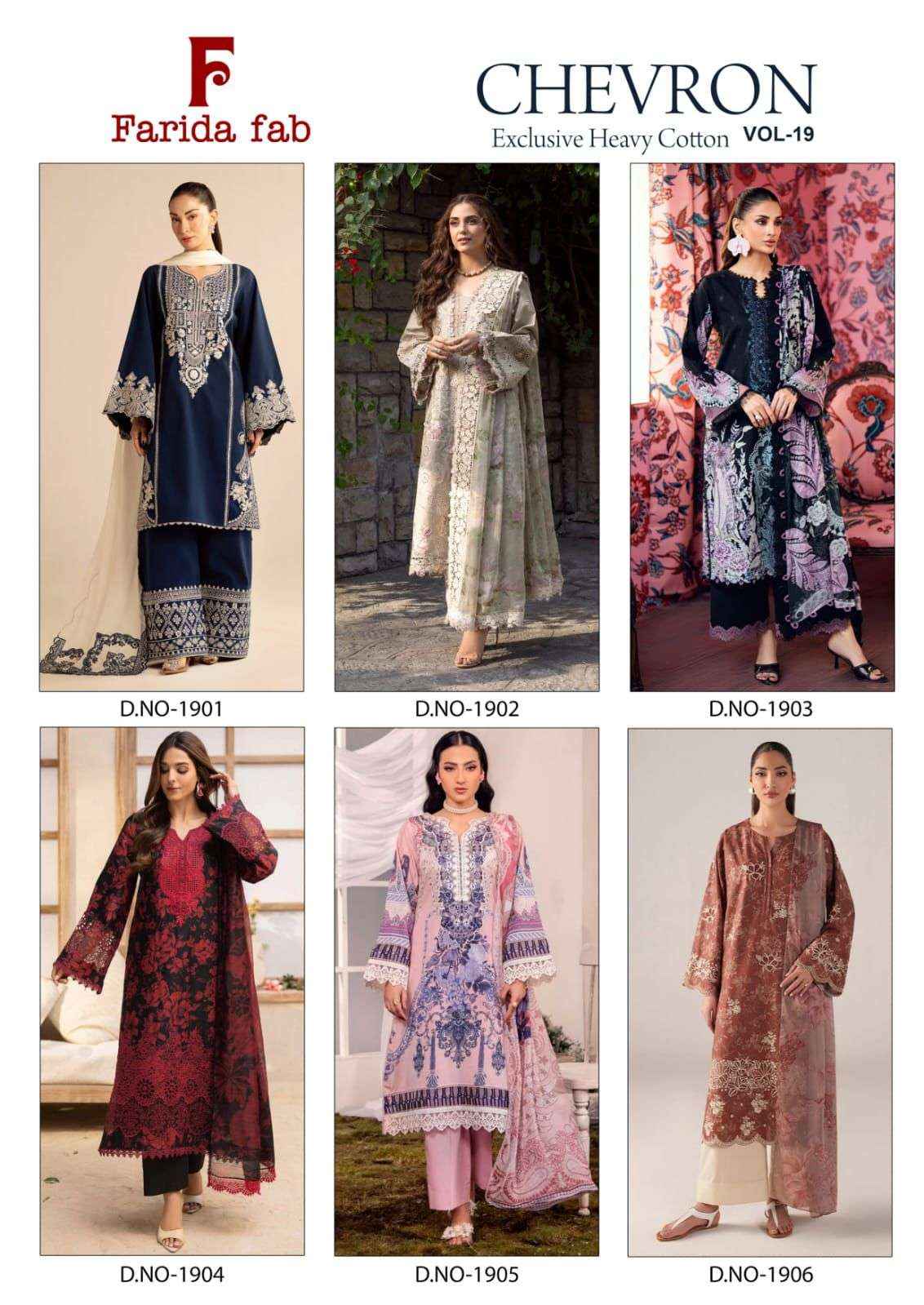 Farida Fab Chevron Vol 19 Cotton Dress Material 6 pcs Catalogue