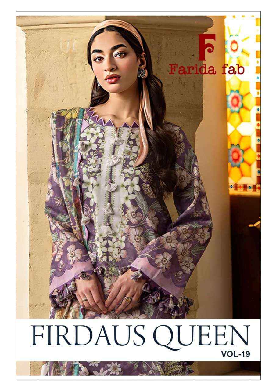 Farida Fab Firdaus Queen Vol 19 Cotton Dress Material 6 pcs Catalogue