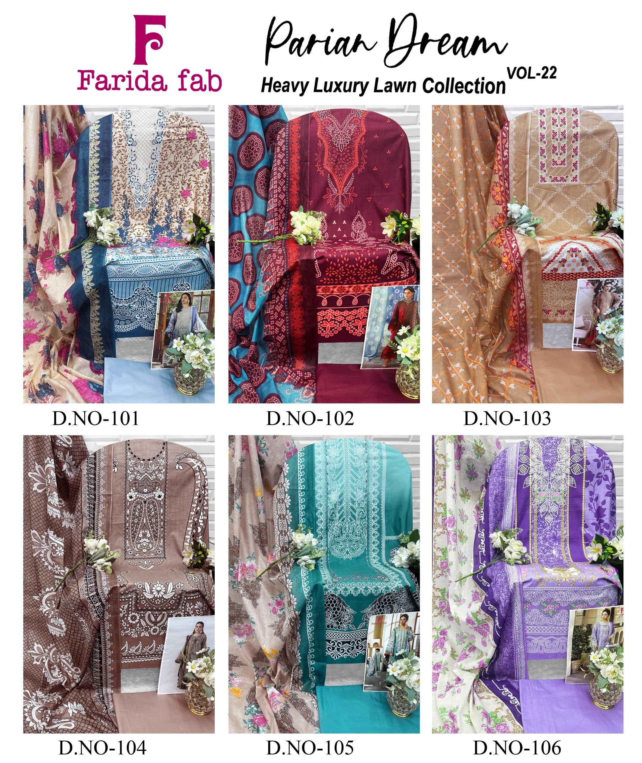 Farida Fab Parian Dream Vol 22 Cotton Dress Material 6 pcs Catalogue