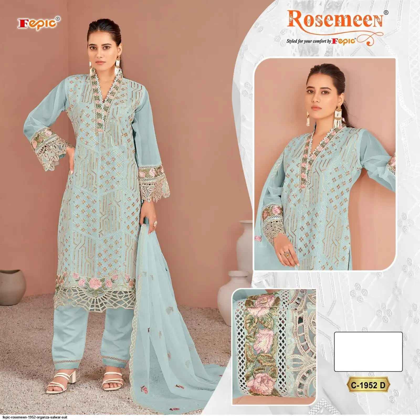 Fepic Rosemeen 1952 Organza Dress Material 4 pcs Catalogue