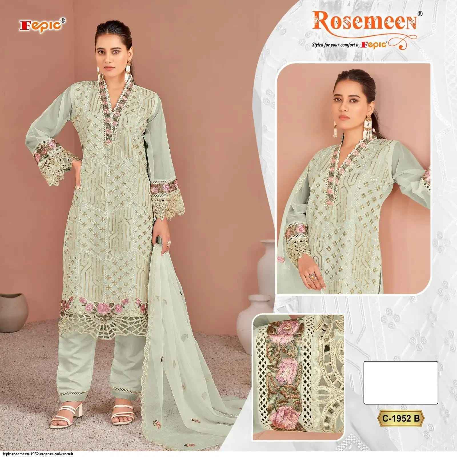Fepic Rosemeen 1952 Organza Dress Material 4 pcs Catalogue