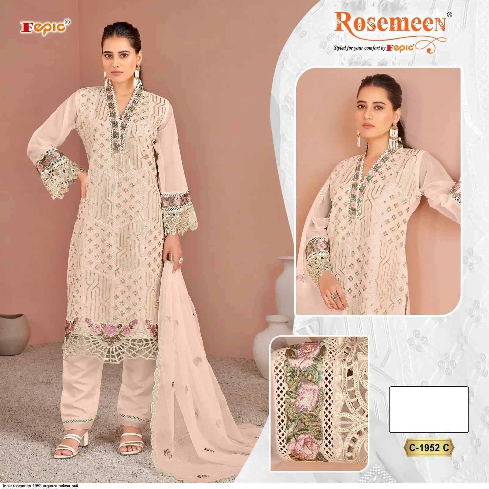 Fepic Rosemeen 1952 Organza Dress Material 4 pcs Catalogue