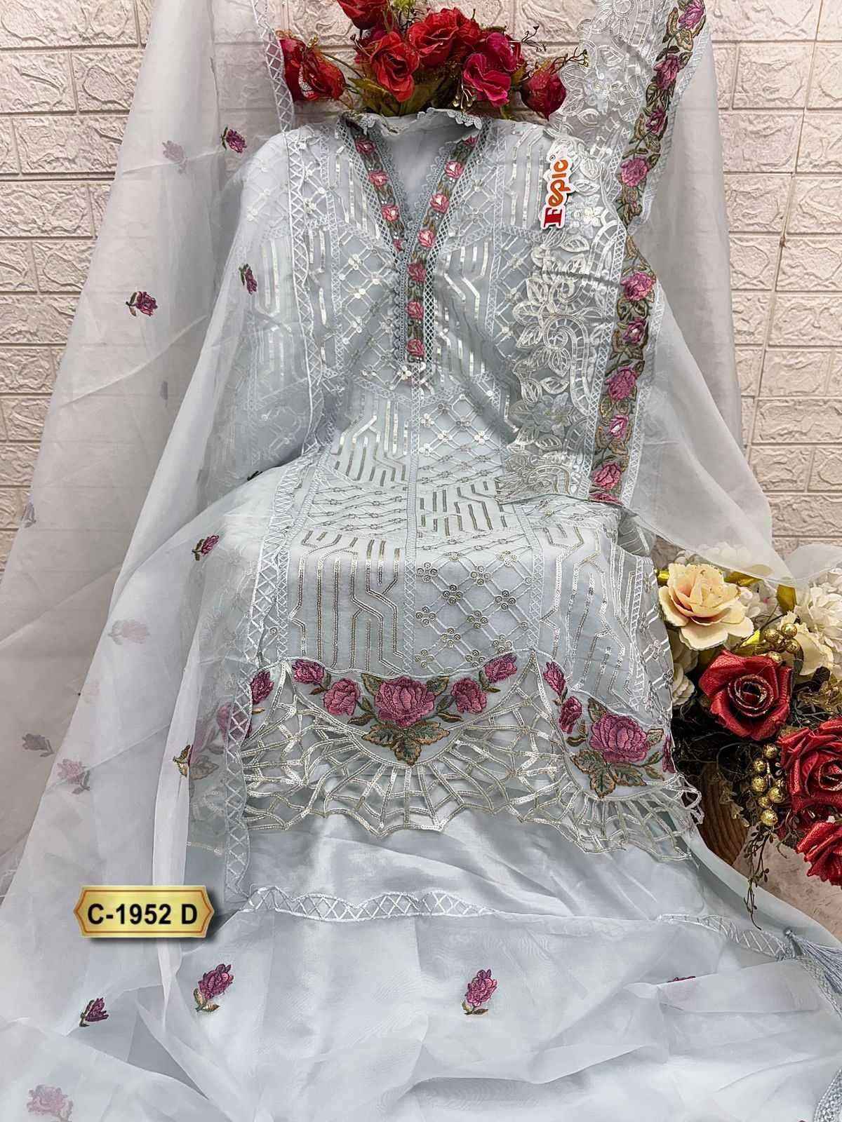 Fepic Rosemeen 1952 Organza Dress Material 4 pcs Catalogue