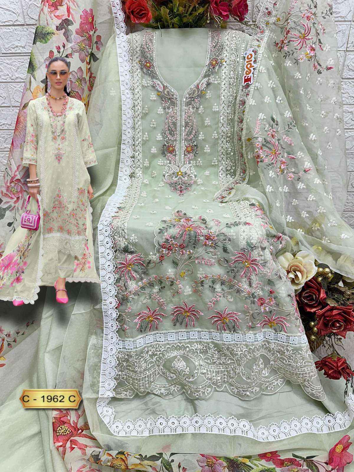 Fepic Rosemeen 1962 Organza Dress Material 3 pcs Catalogue