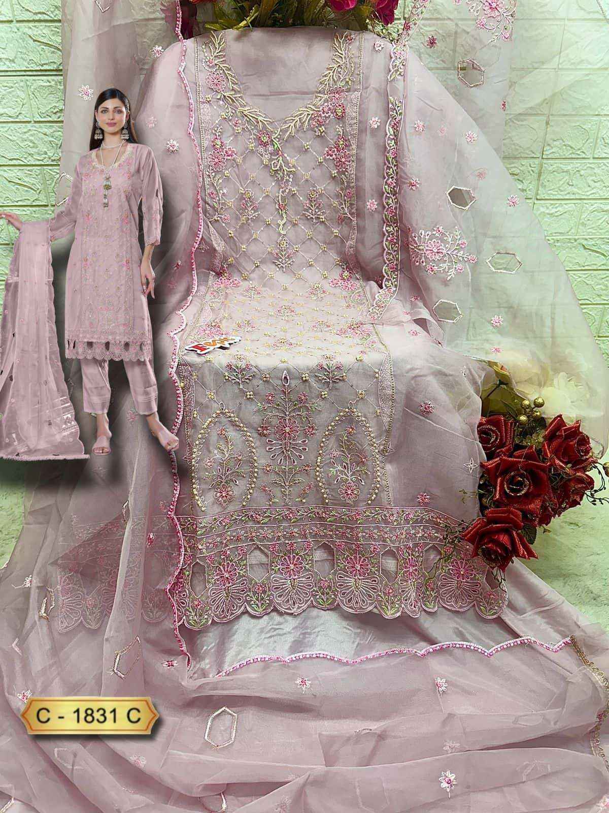 Fepic Rosemeen C 1831 Organza Dress Material 4 pcs Catalogue