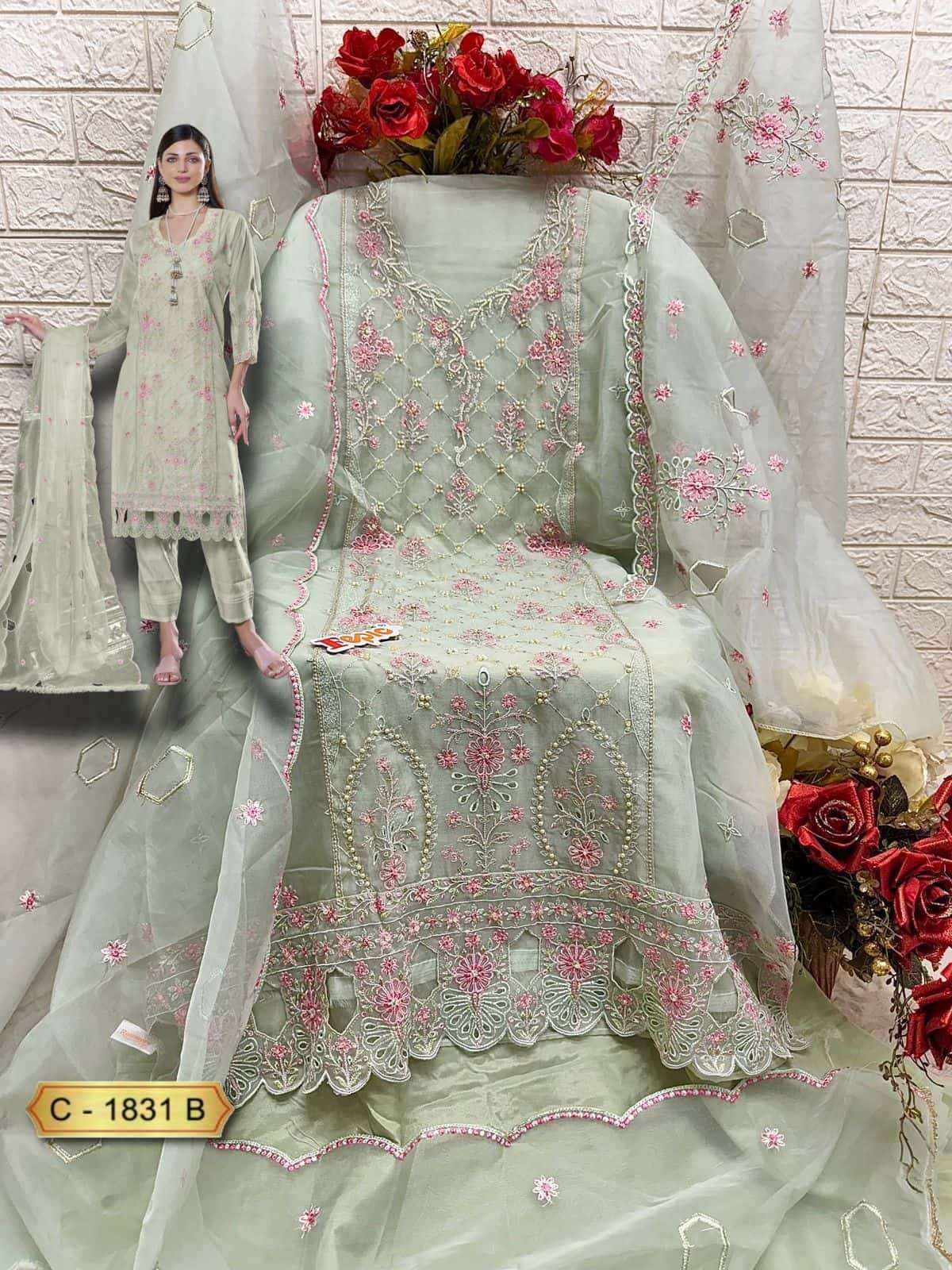 Fepic Rosemeen C 1831 Organza Dress Material 4 pcs Catalogue