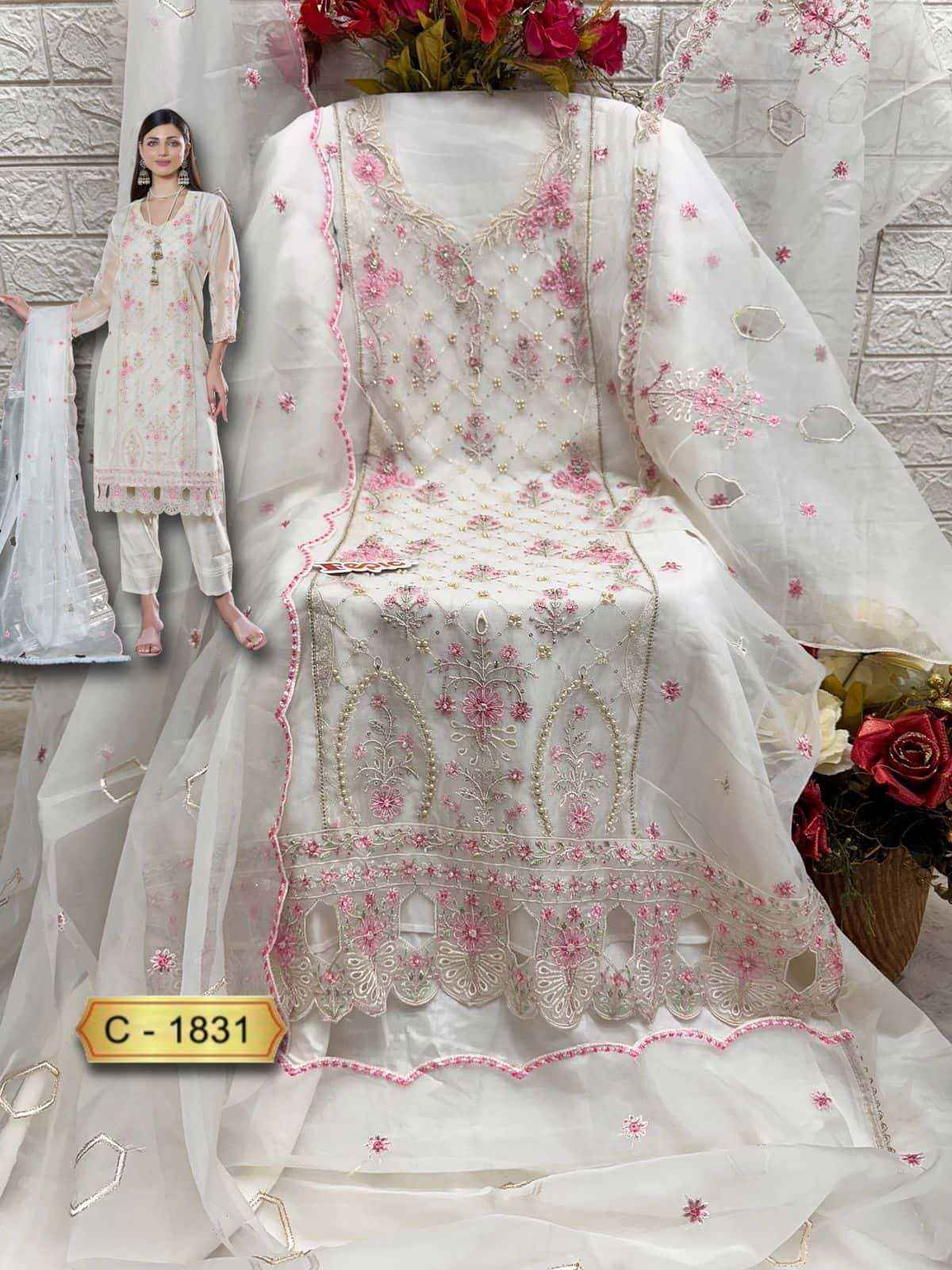 Fepic Rosemeen C 1831 Organza Dress Material 4 pcs Catalogue
