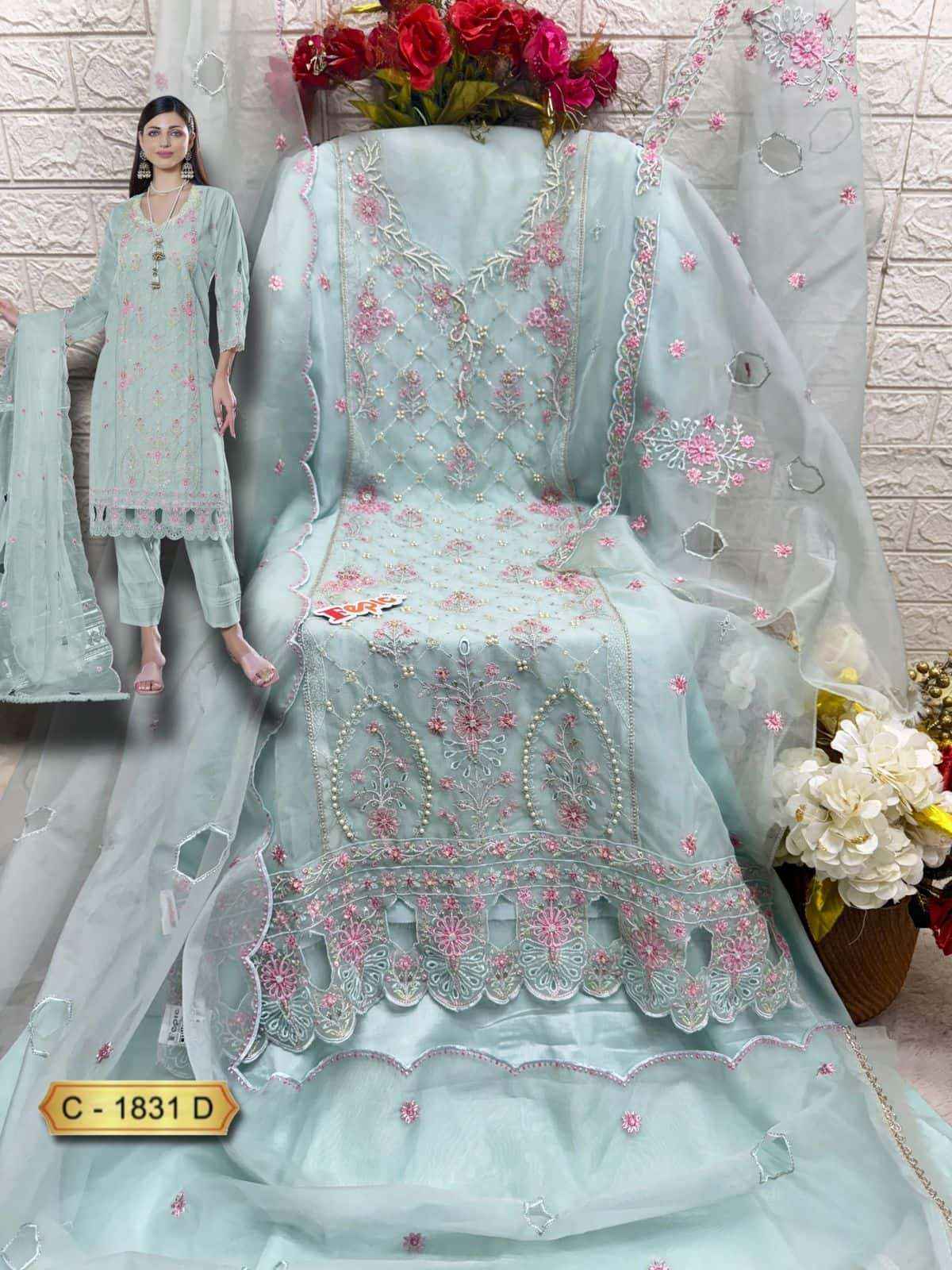Fepic Rosemeen C 1831 Organza Dress Material 4 pcs Catalogue