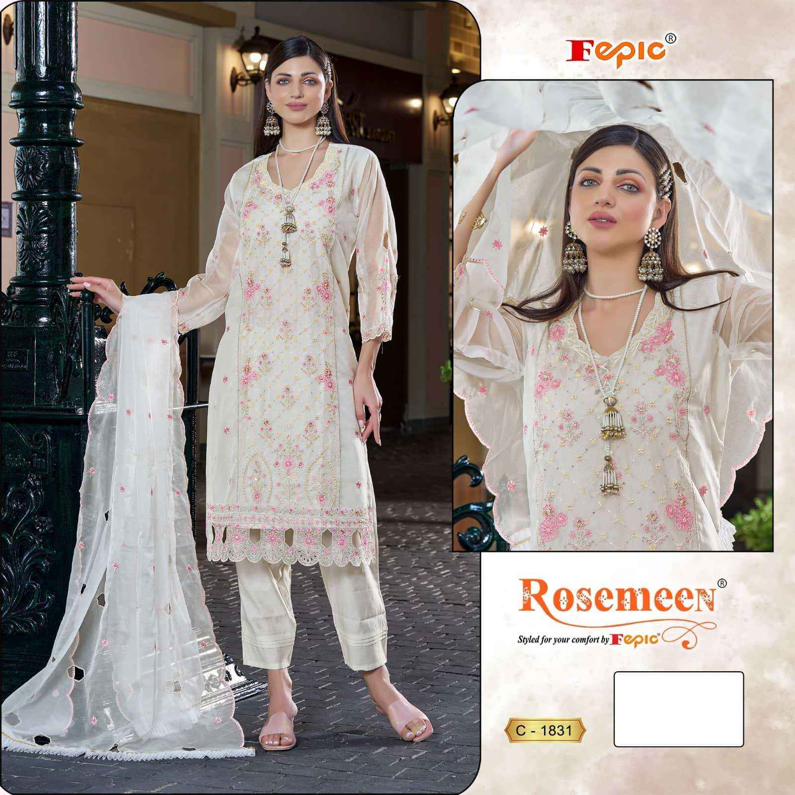 Fepic Rosemeen C 1831 Organza Dress Material 4 pcs Catalogue