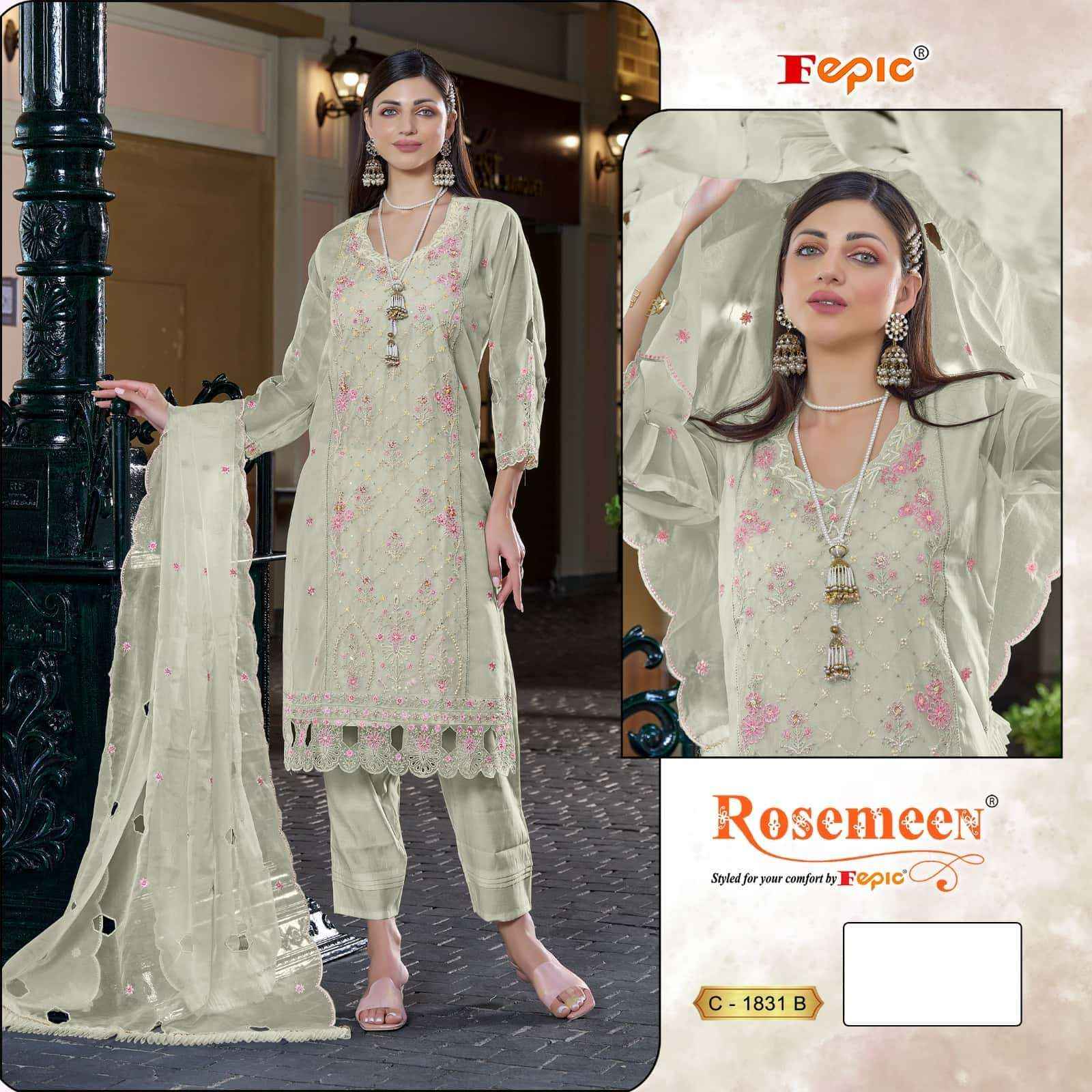 Fepic Rosemeen C 1831 Organza Dress Material 4 pcs Catalogue