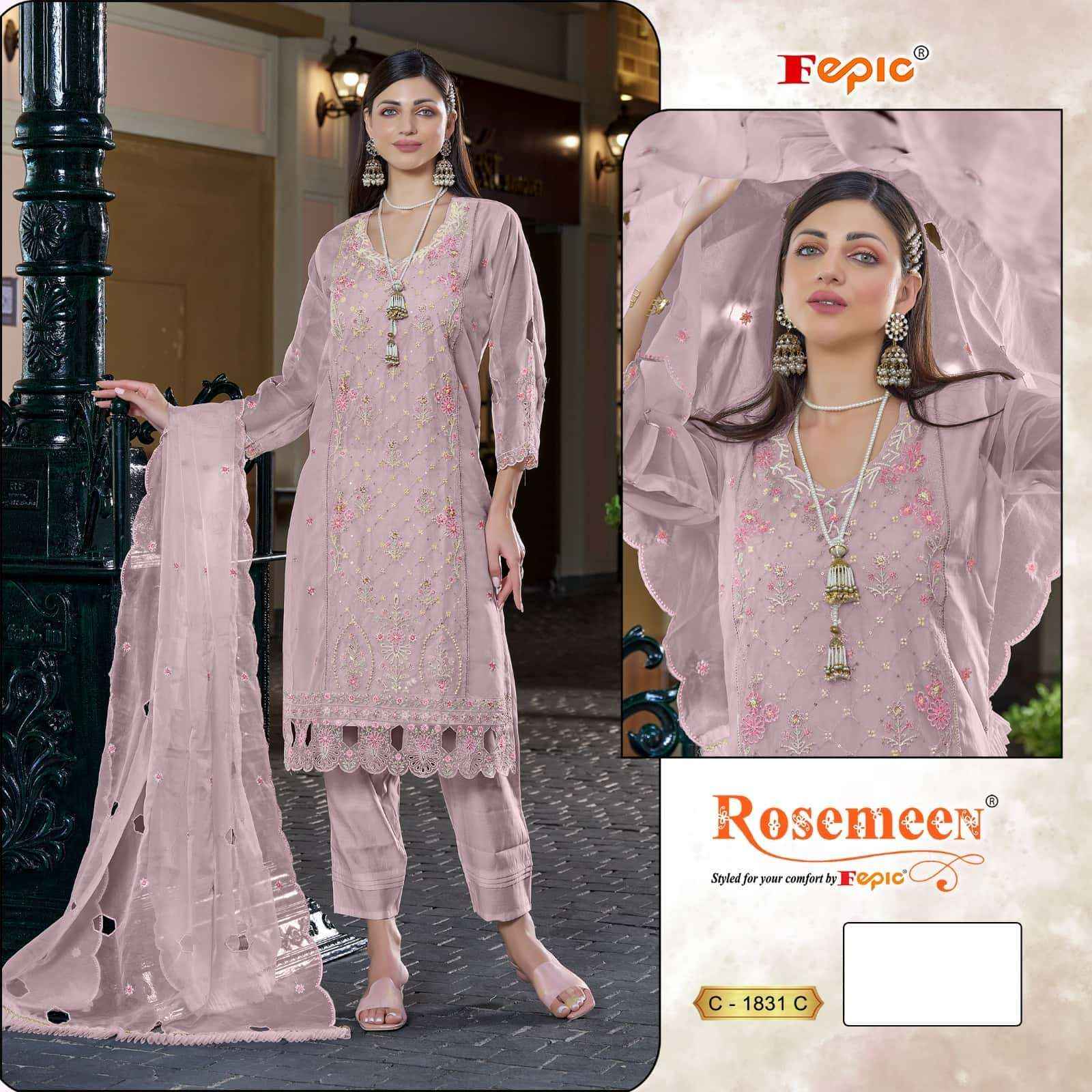Fepic Rosemeen C 1831 Organza Dress Material 4 pcs Catalogue