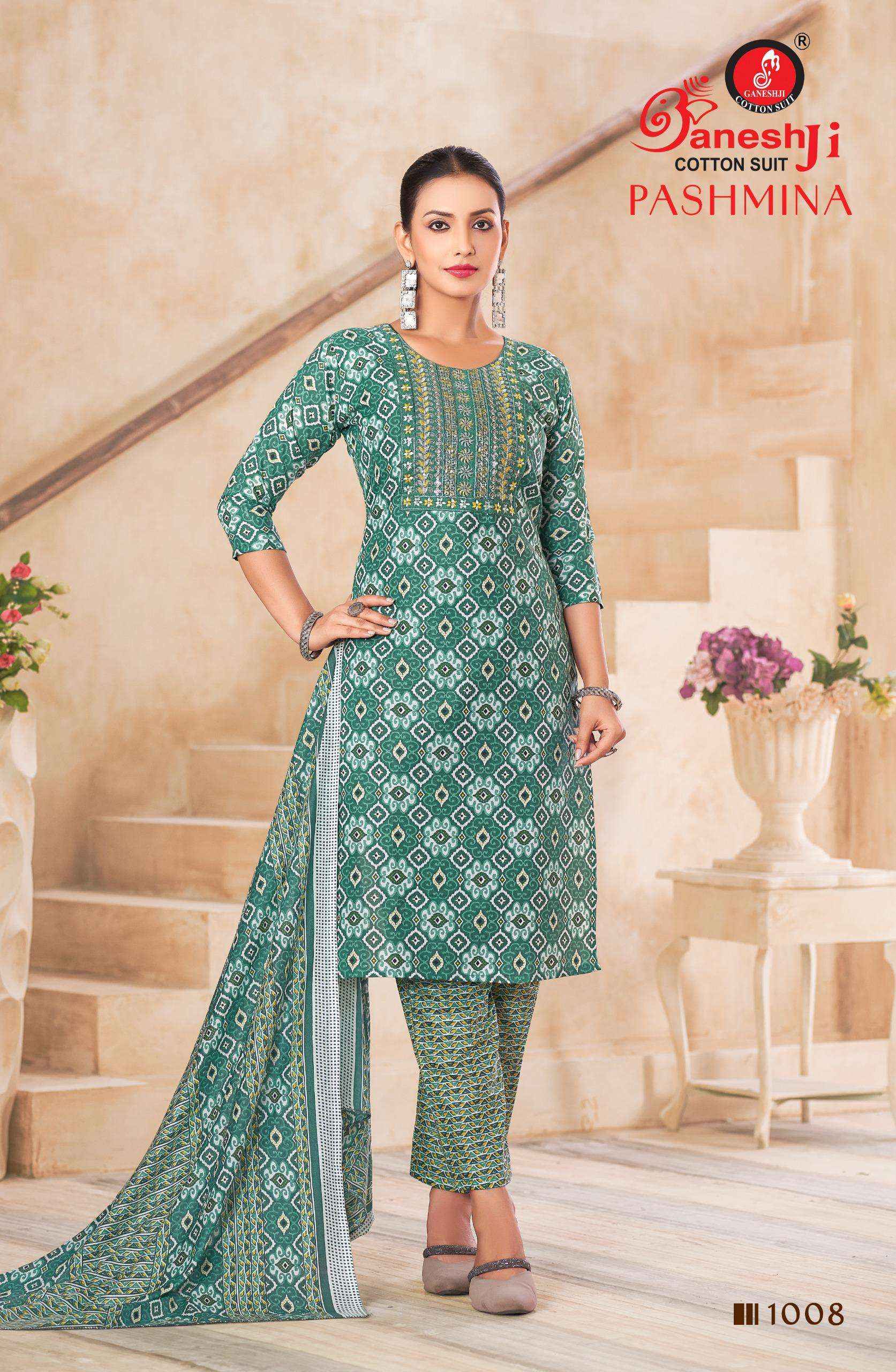 Ganesh ji Pashmina Vol 1 Cotton Dress Material 8 pcs Catalogue