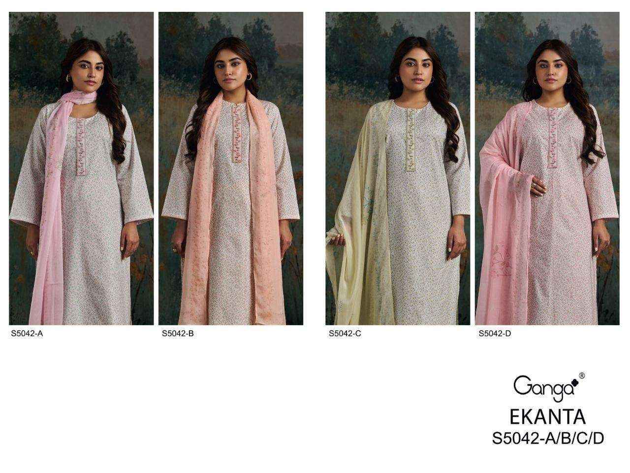 Ganga Ekanta S5042 Cotton Dress Material 4 pcs Catalogue