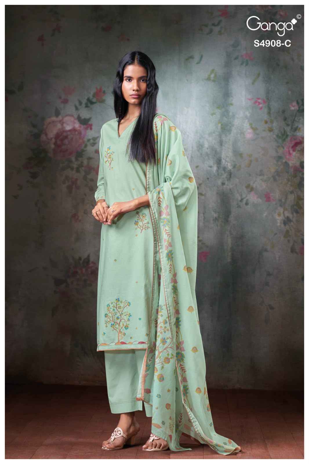 Ganga Elyndria 4908 Cotton Dress Material 4 pcs Catalogue