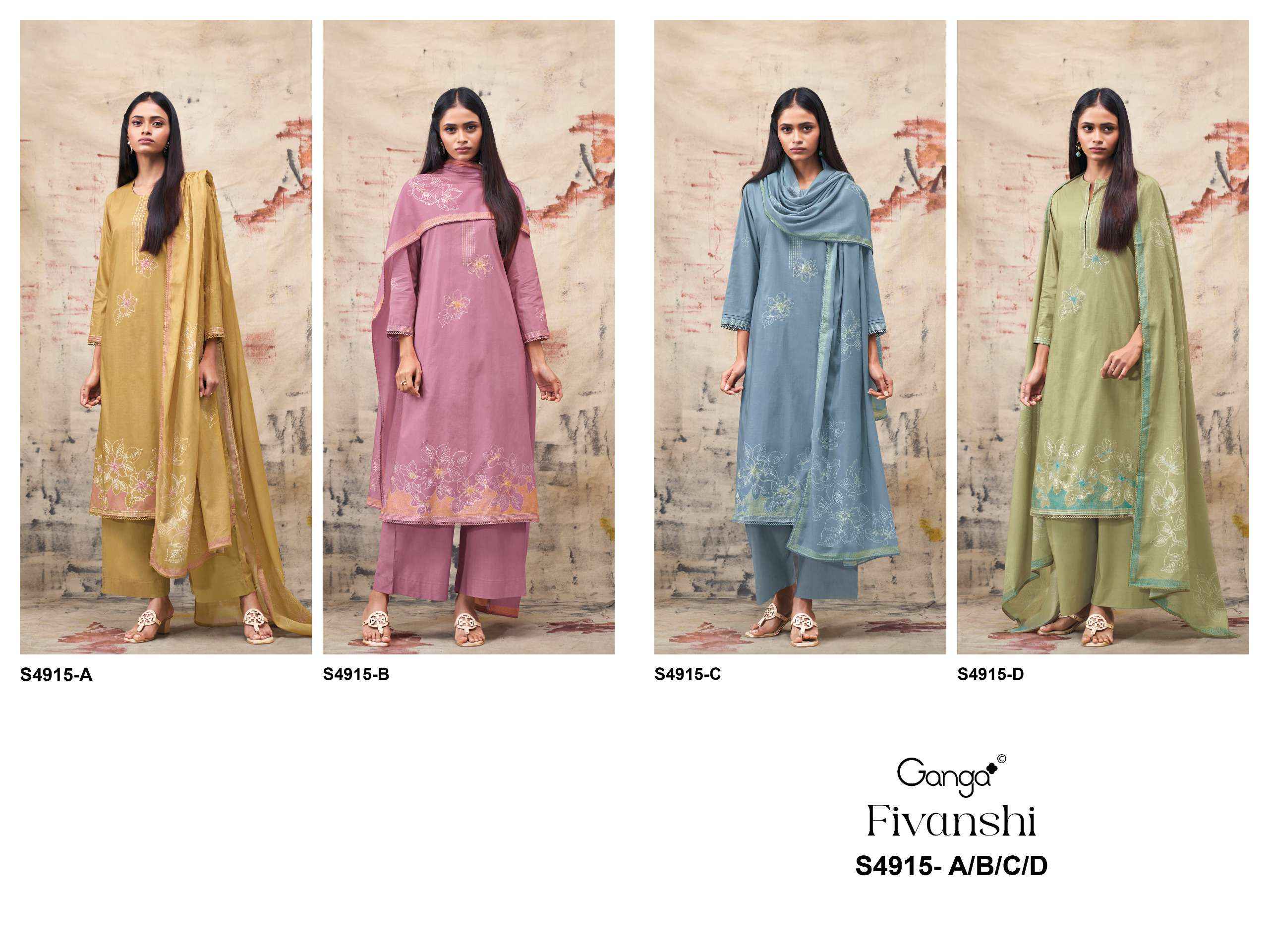 Ganga Fivanshi 4915 Cotton Dress Material 4 pcs Catalogue