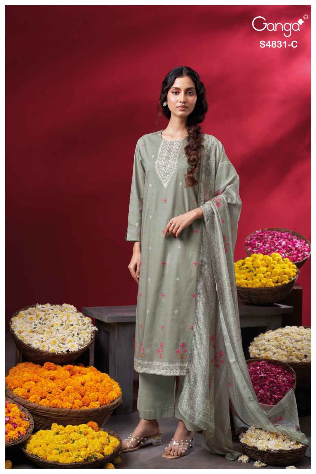 Ganga Iramika 4831 Cotton Dress Material 4 pcs Catalogue