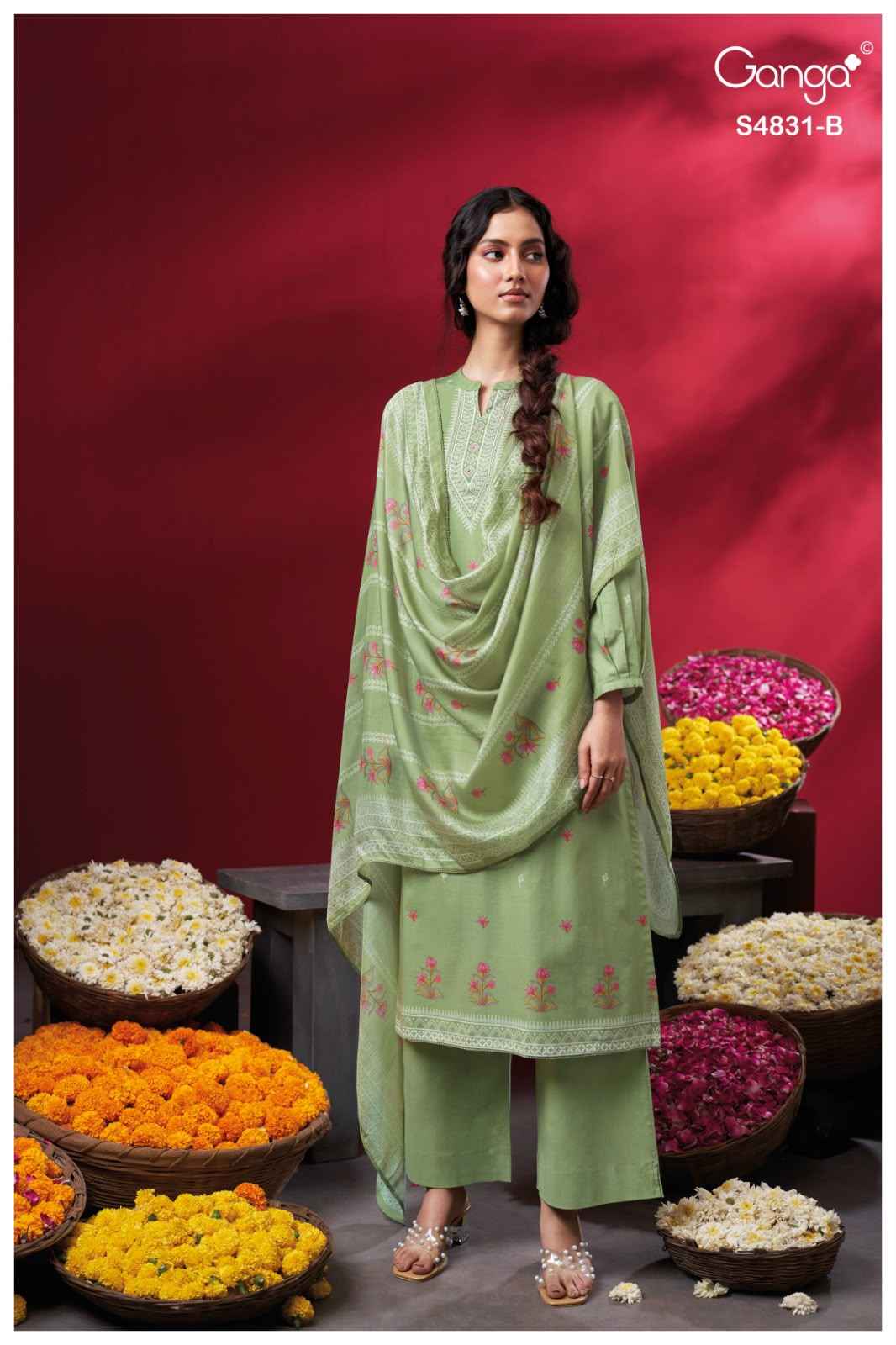 Ganga Iramika 4831 Cotton Dress Material 4 pcs Catalogue