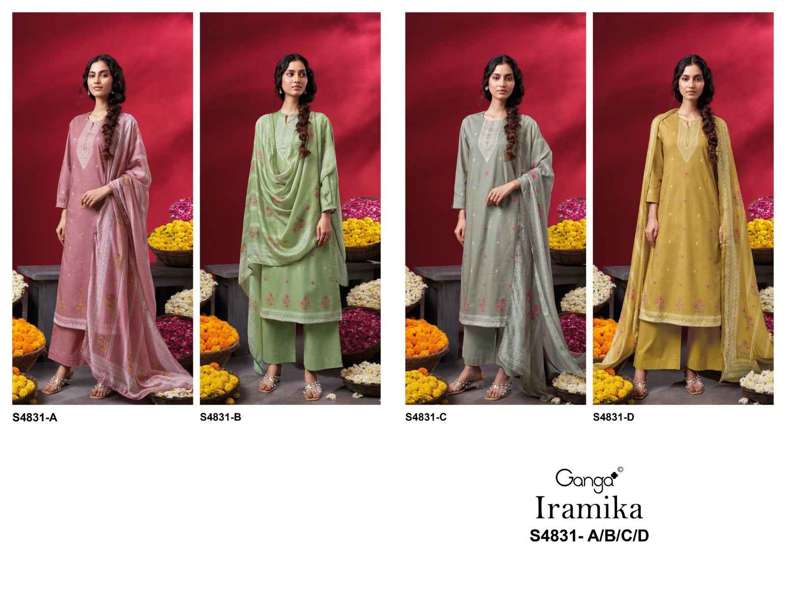 Ganga Iramika 4831 Cotton Dress Material 4 pcs Catalogue