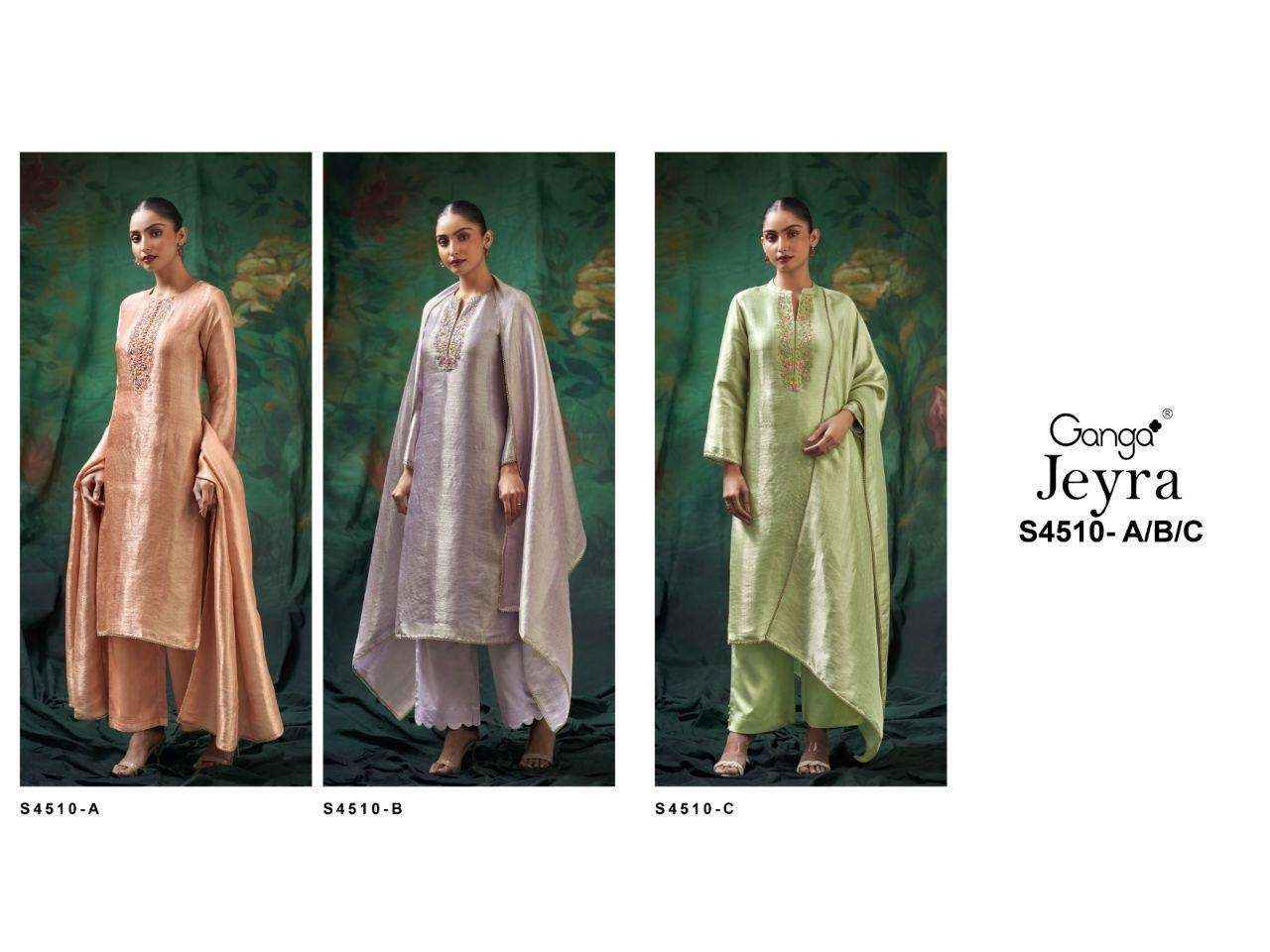 Ganga Jeyra 4510 Silk Jacquard Dress Material 3 pcs Catalogue