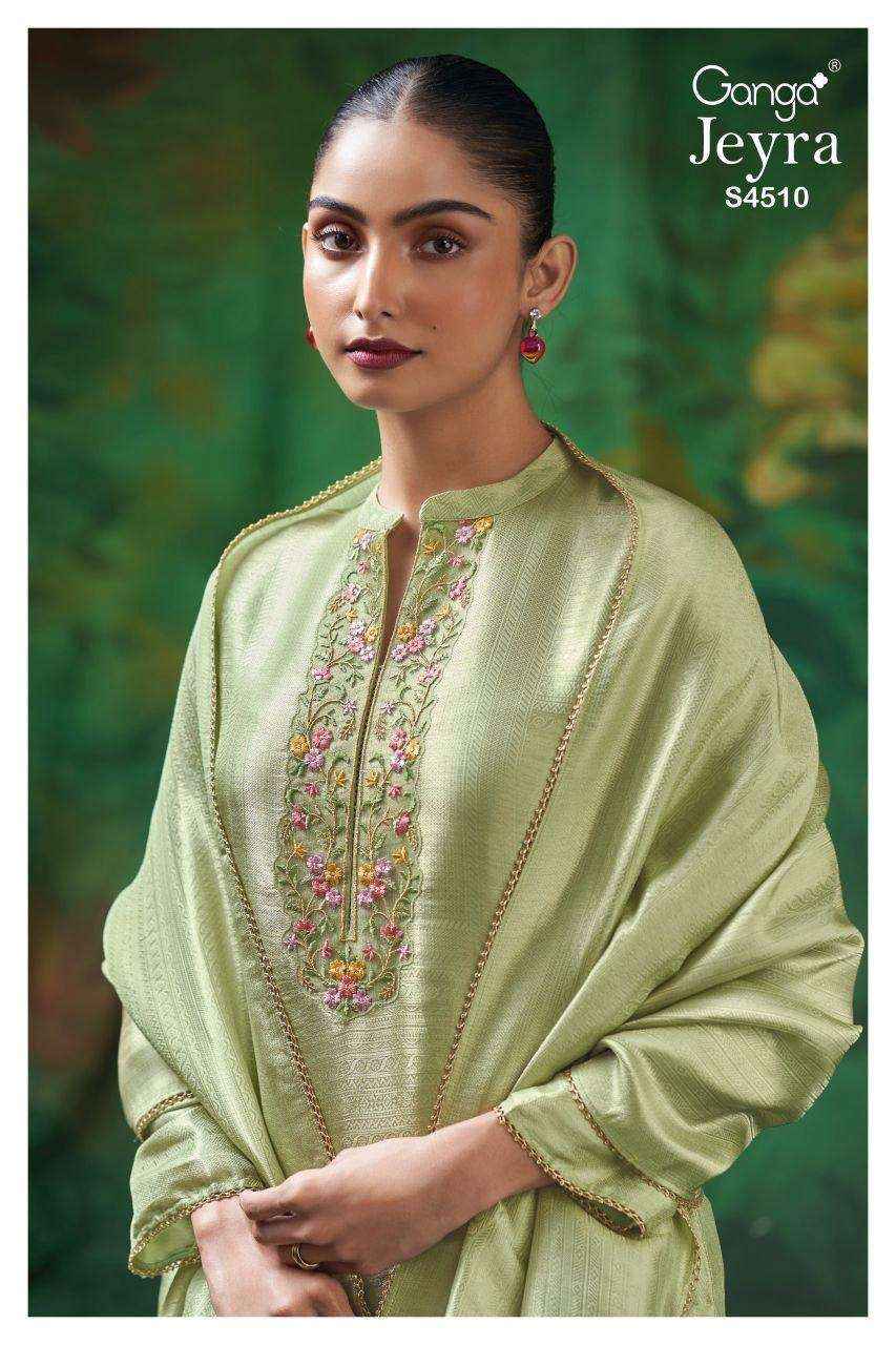 Ganga Jeyra 4510 Silk Jacquard Dress Material 3 pcs Catalogue