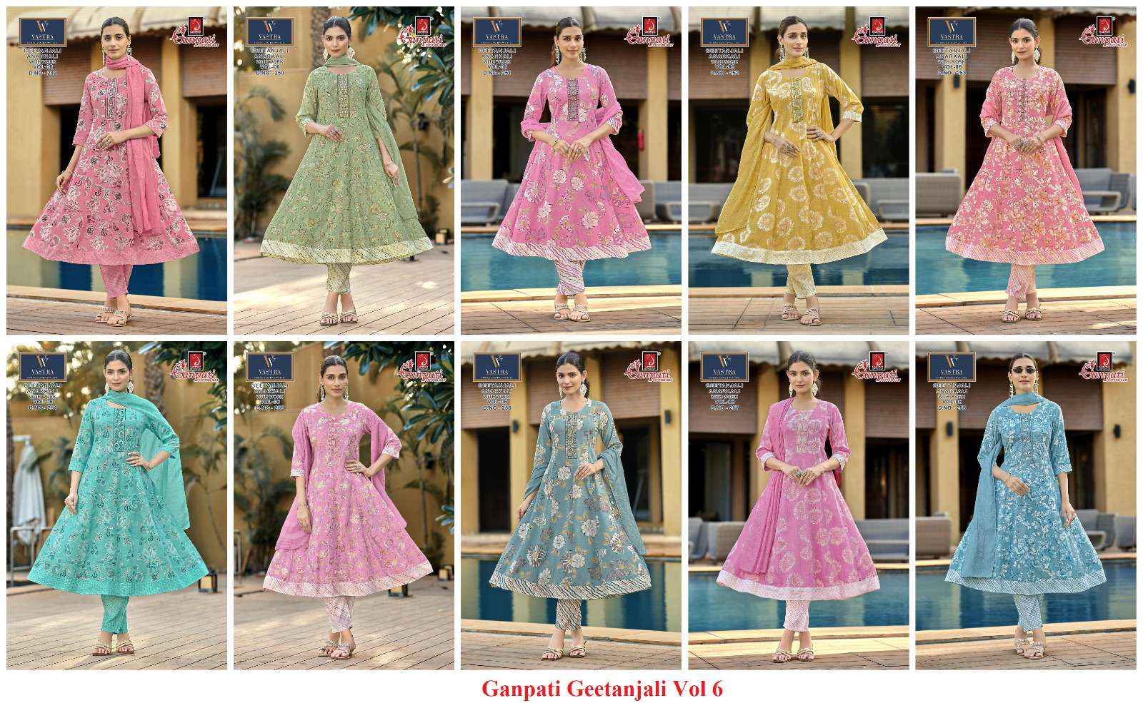 Ganpati Geetanjali Anarkali Vol 6 Readymade Rayon Dress 10 pcs Catalogue