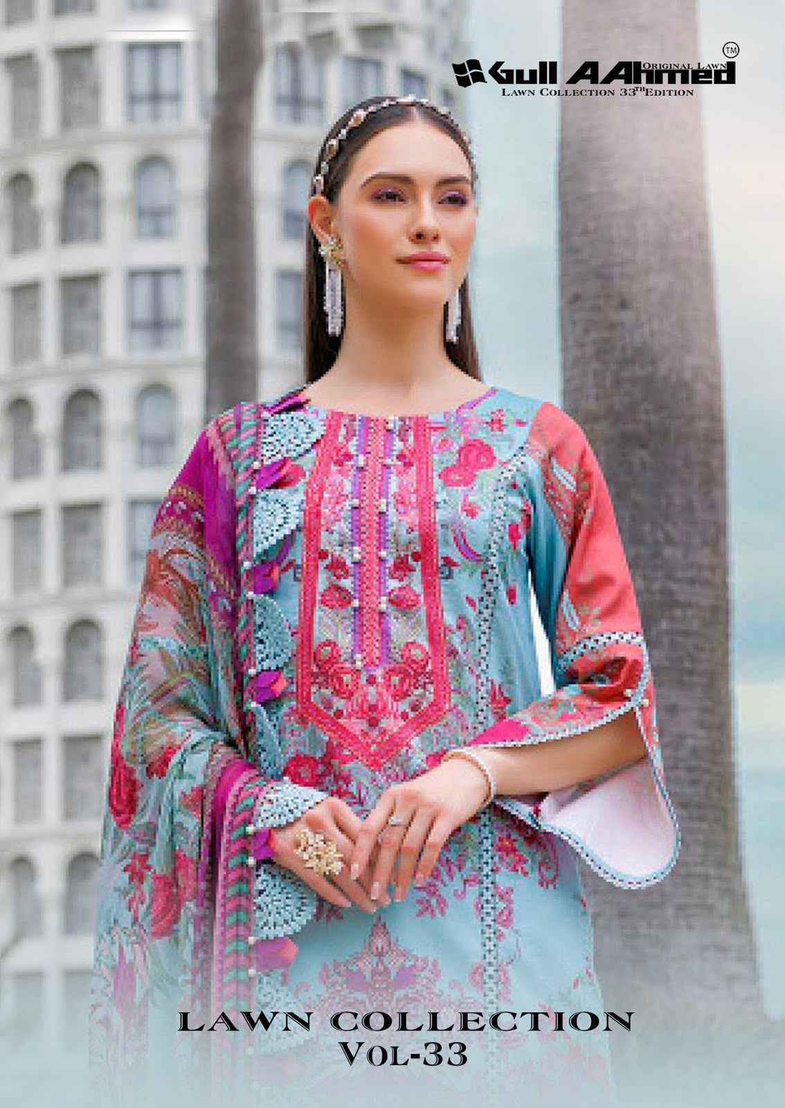 Gull Ahmed Lawn Collection Vol 33 Cambric Cotton Dress Material 6 Pc Catalouge