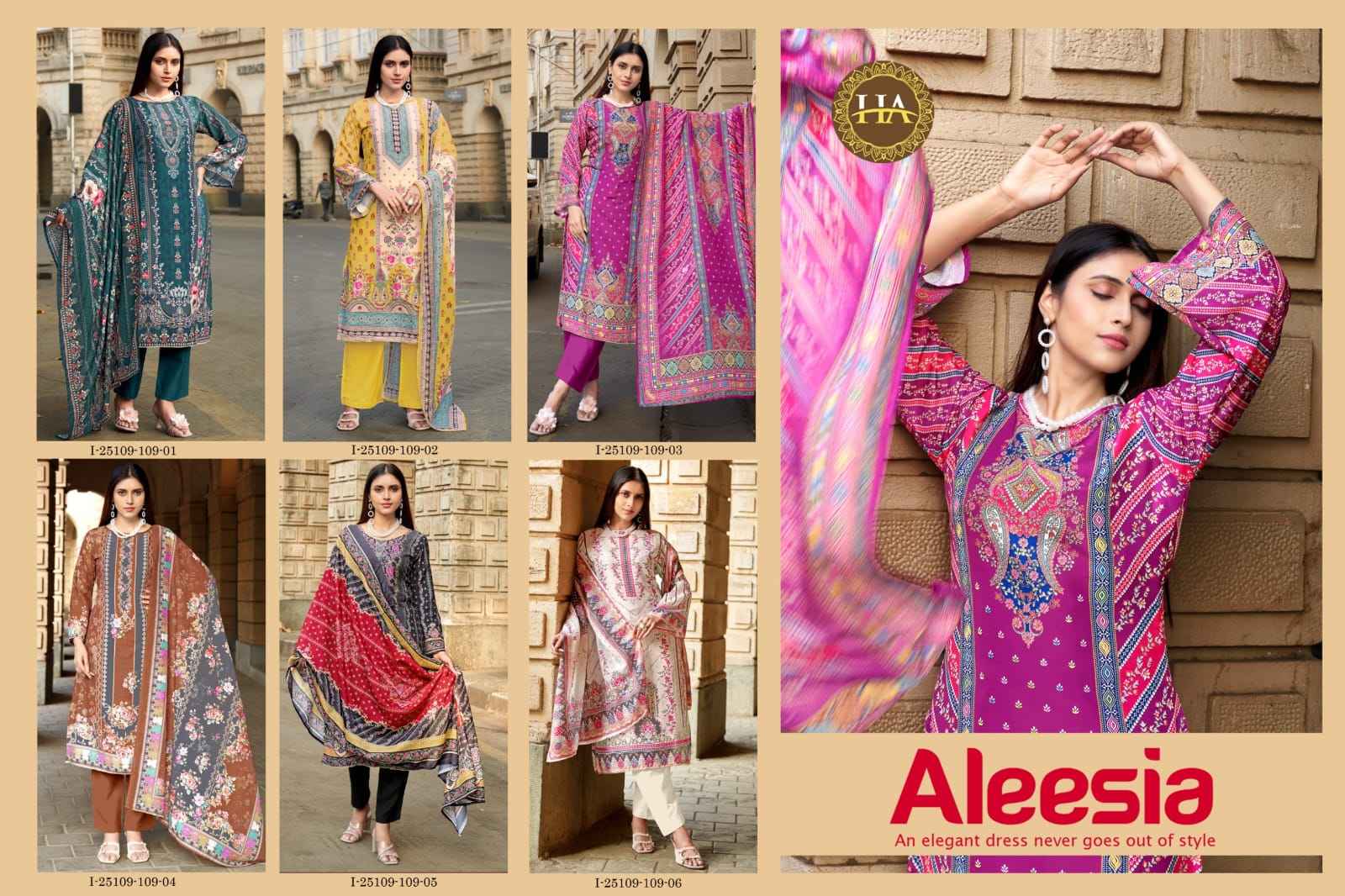 Harshit Fashion Aleesa Maslin Dress Material 6 pcs Catalogue