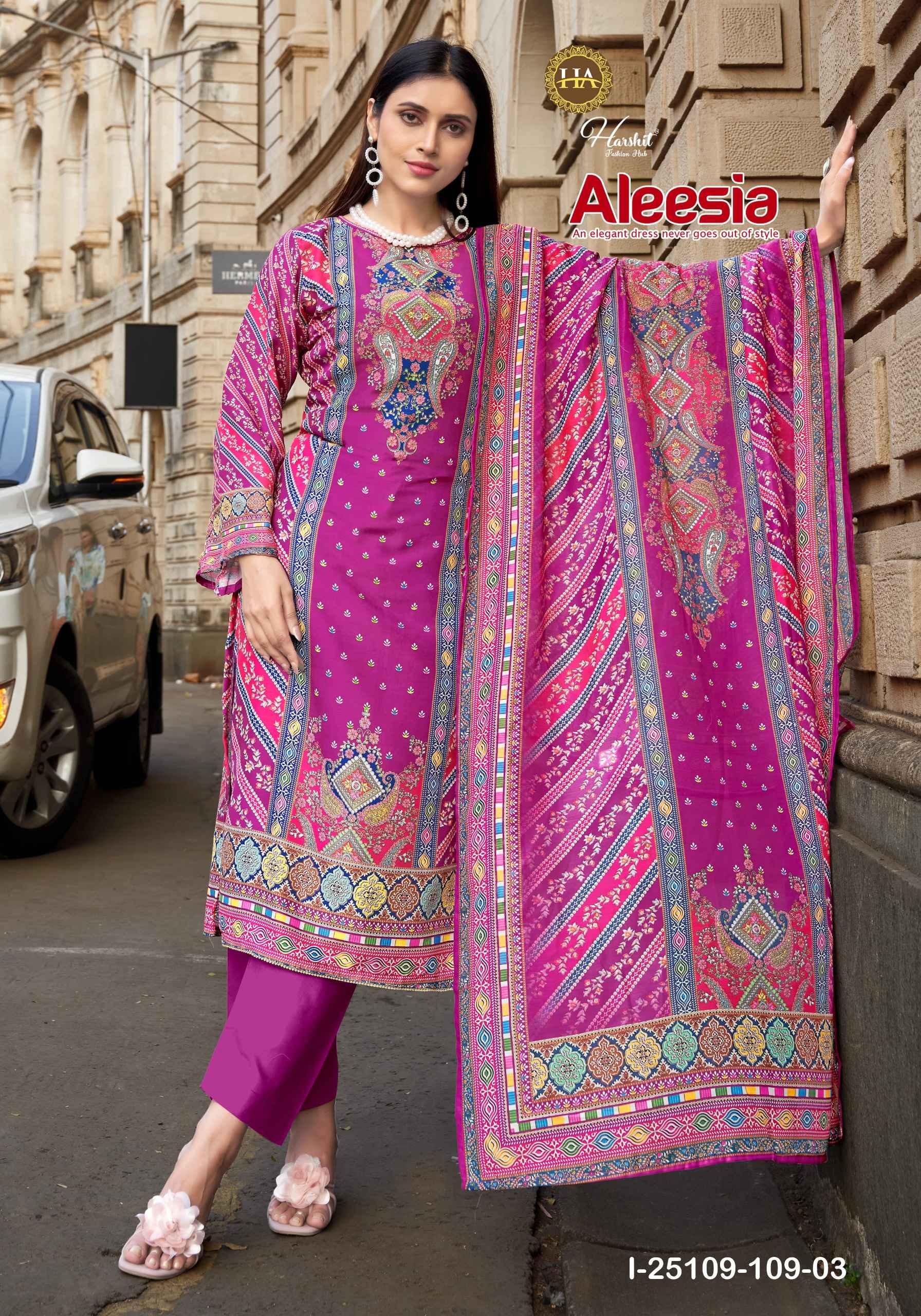 Harshit Fashion Aleesa Maslin Dress Material 6 pcs Catalogue