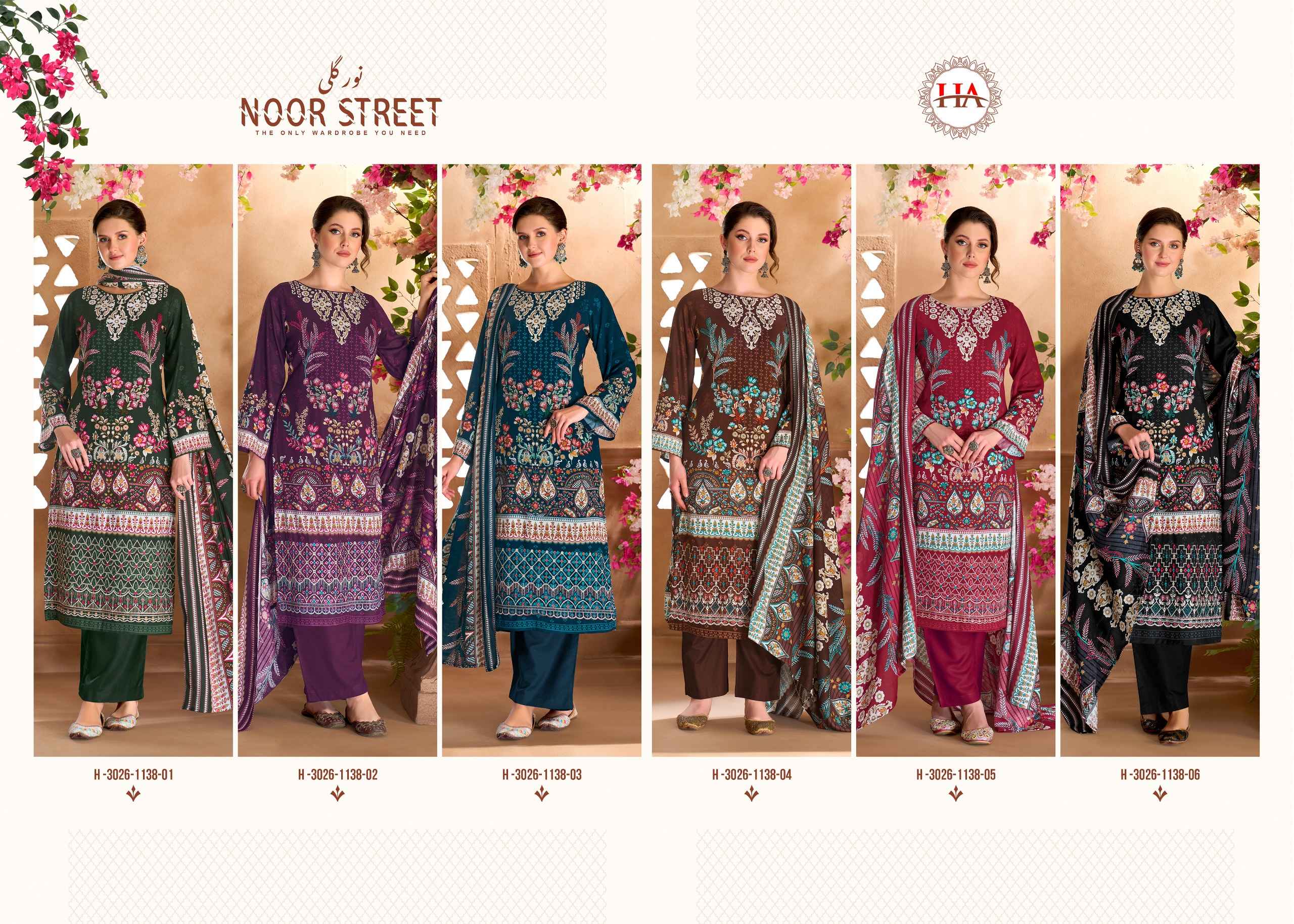 Harshit Fashion Noor Street Viscose Reyon Dress Material 6 pcs Catalogue