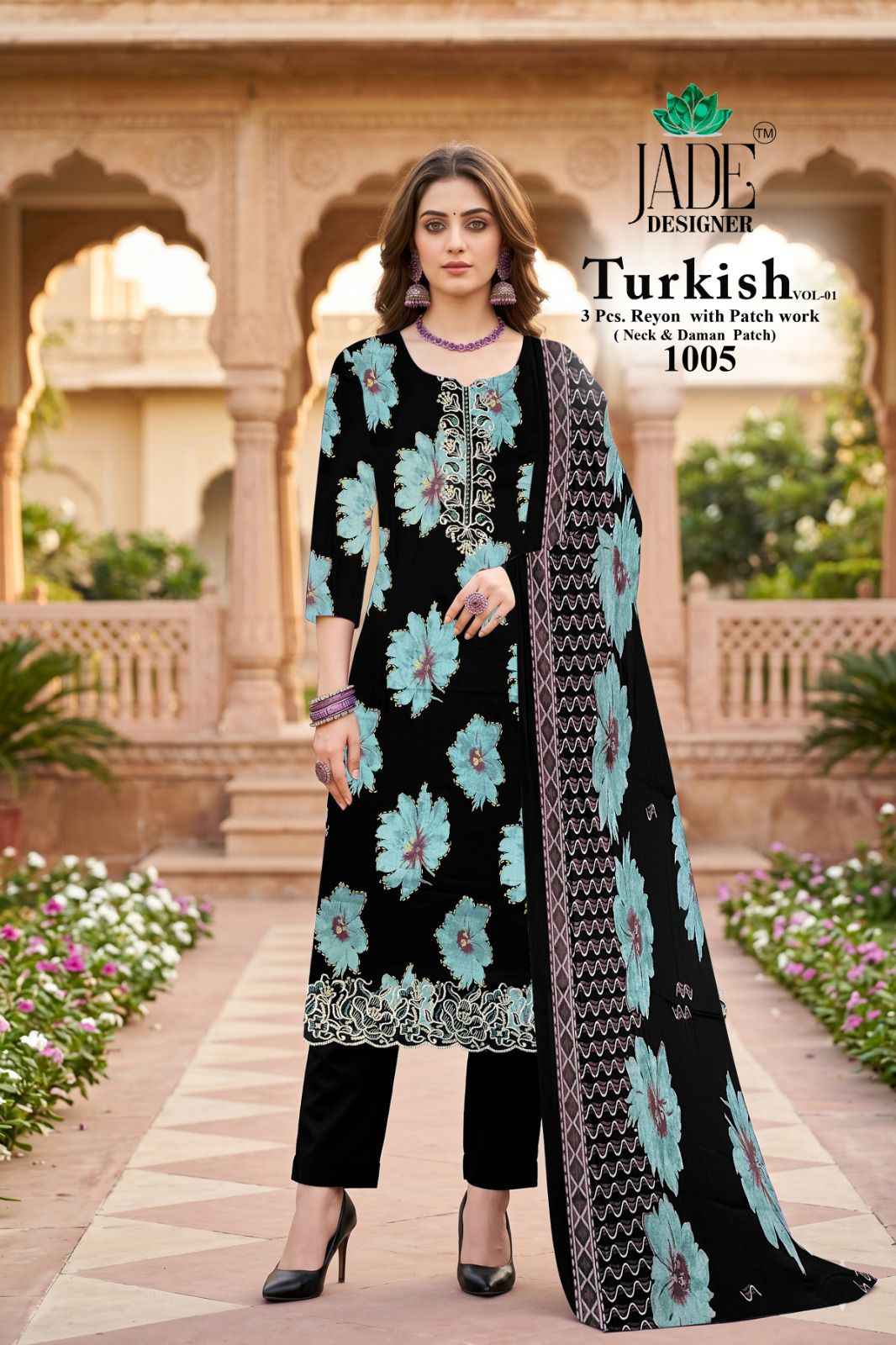 Jade Turkish Vol 1 Viscose Rayon Dress Material 5 pcs Catalogue