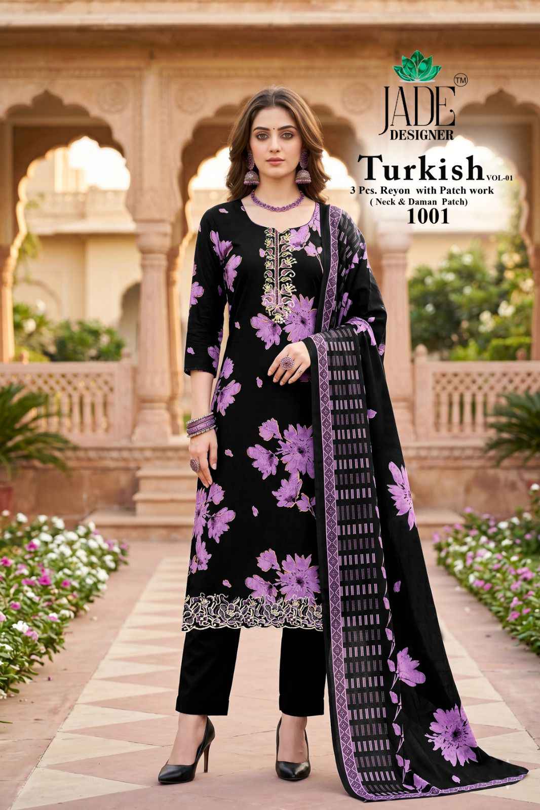 Jade Turkish Vol 1 Viscose Rayon Dress Material 5 pcs Catalogue