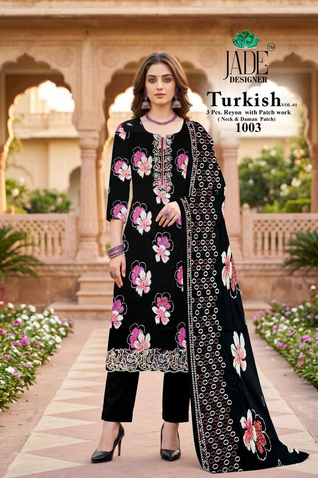 Jade Turkish Vol 1 Viscose Rayon Dress Material 5 pcs Catalogue