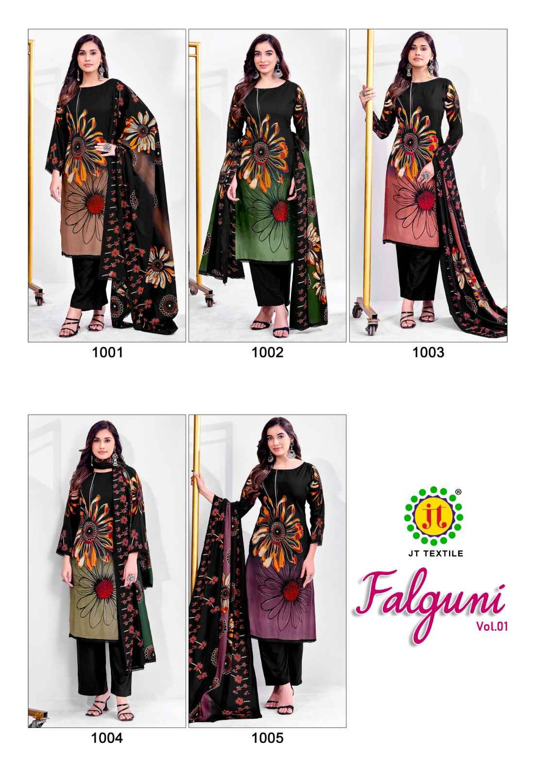 Jt Falguni Rayon Dress Material 5 pcs Catalogue