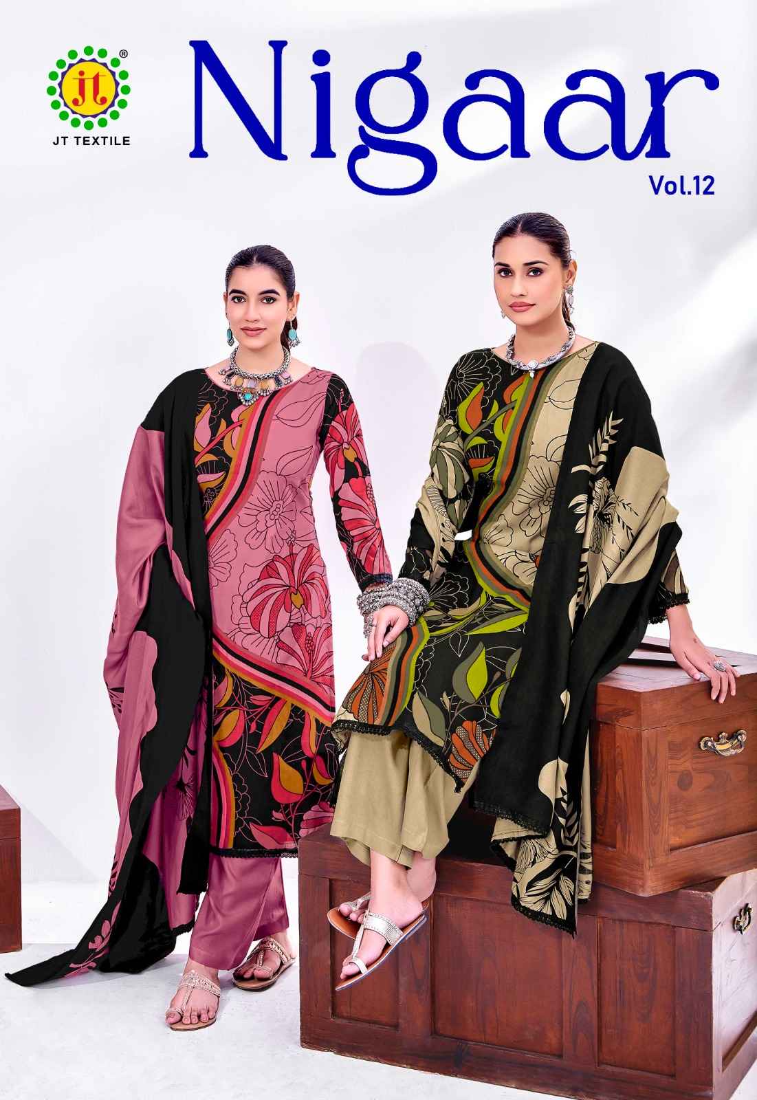 Jt Nigaar Vol 12 Rayon Dress Material 5 pcs Catalogue