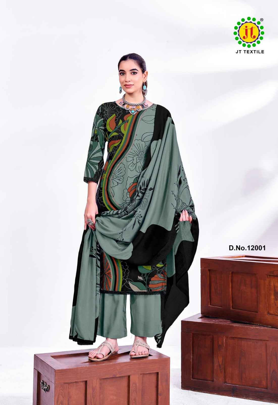 Jt Nigaar Vol 12 Rayon Dress Material 5 pcs Catalogue